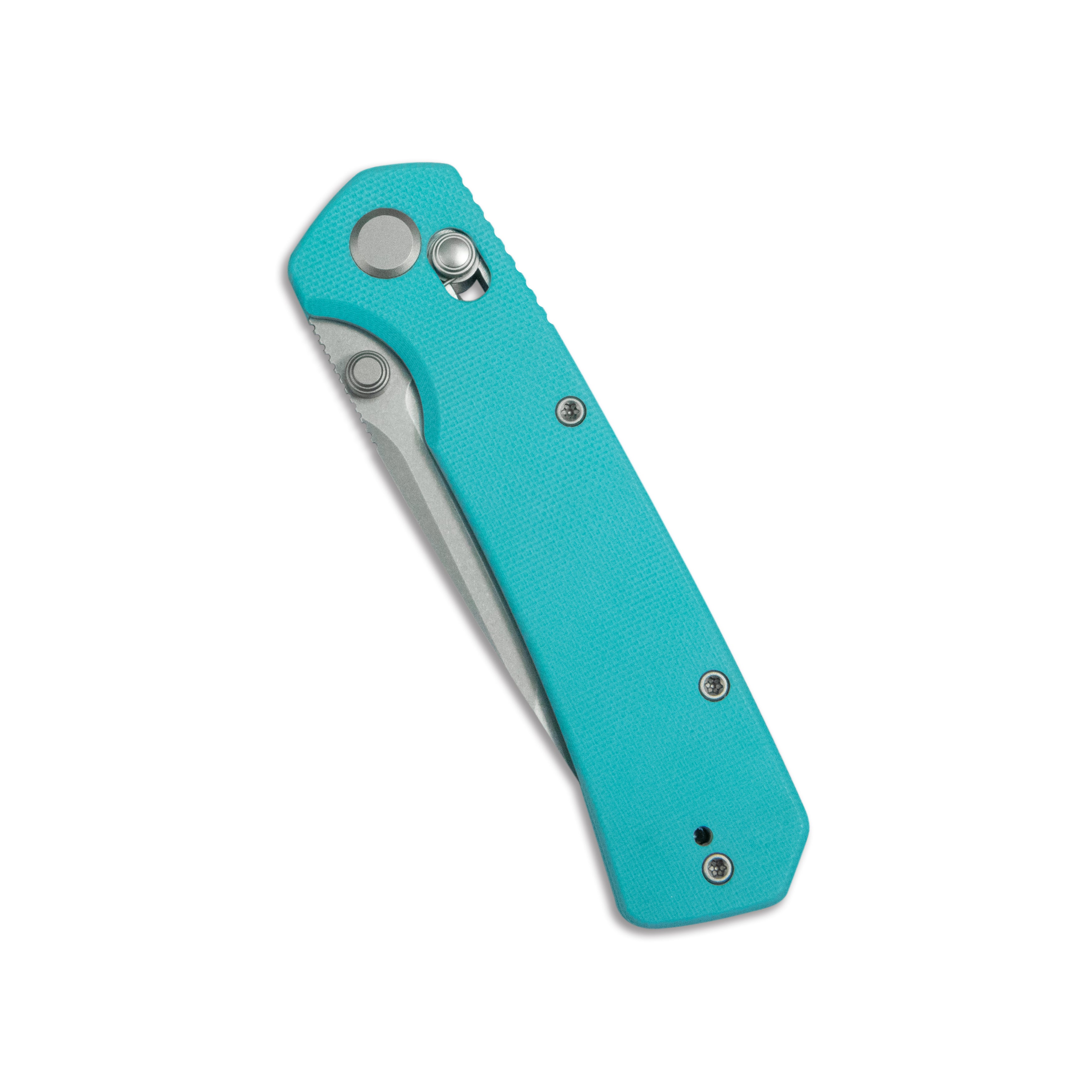 ( Pre-order ) GEO Knife Blaze Crossbar lock Folding Knife Tiffany Blue G10 Handle 3.3" Stonewash Bohler M390 Blade GEO2503E