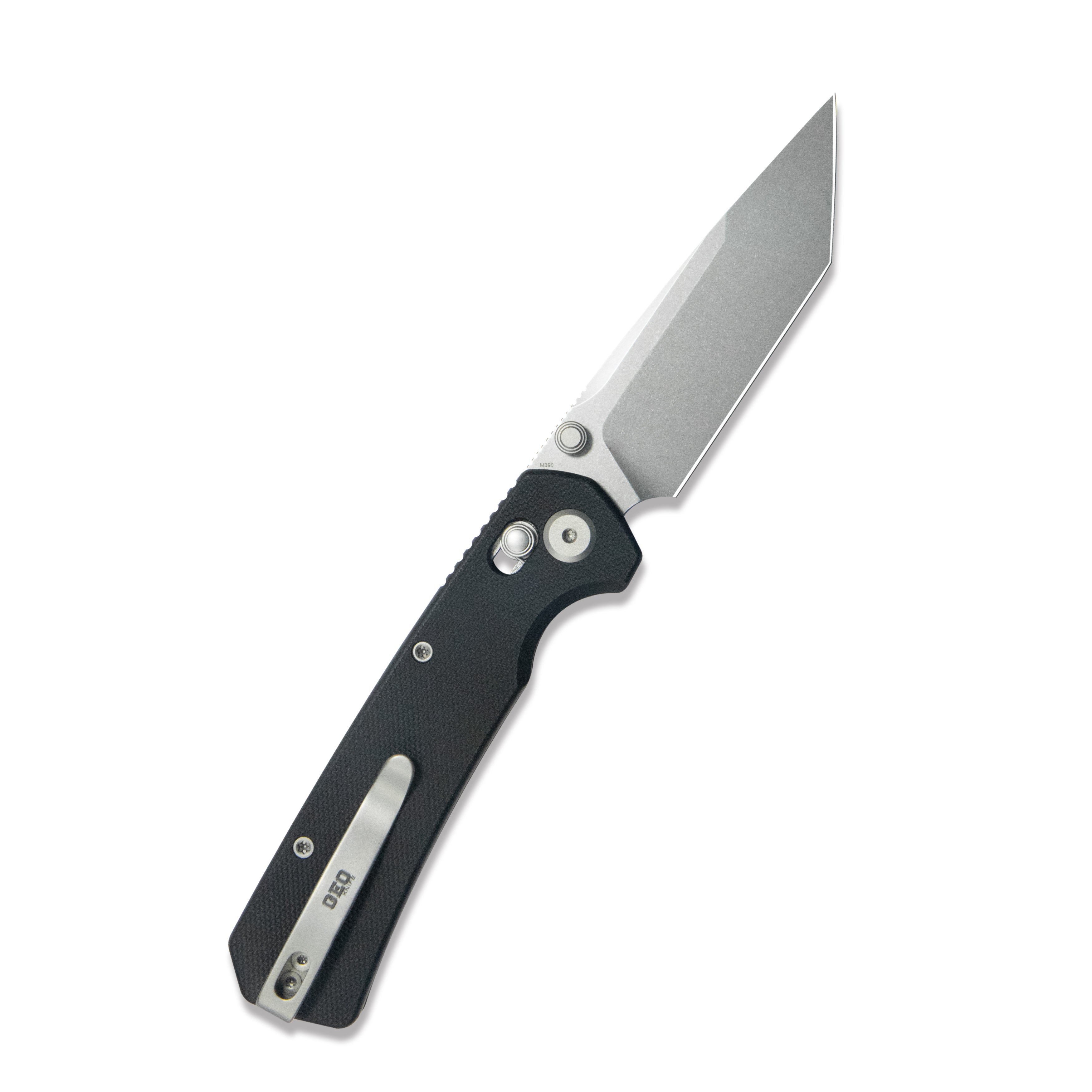 ( Pre-order ) GEO Knife Blaze Crossbar lock Folding Knife Black G10 Handle 3.3" Stonewash Bohler M390 Blade GEO2503D