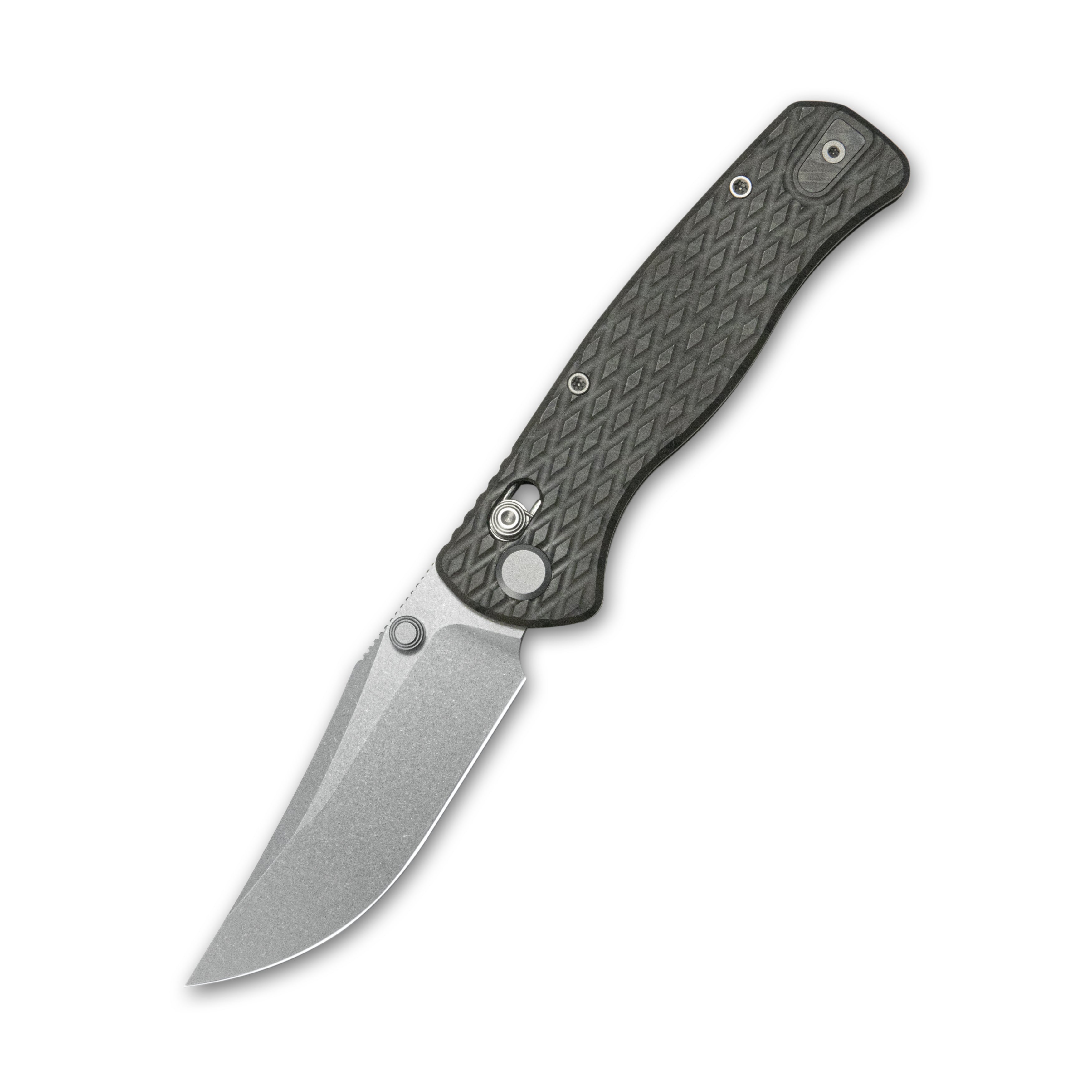 GEO Knife Sharp Shadow Crossbar lock Folding Knife Tiger Stripe Pattern Flamed 6AL4V Titanium Handle 3.4" Stonewash Bohler M390 Blade GEO2504C