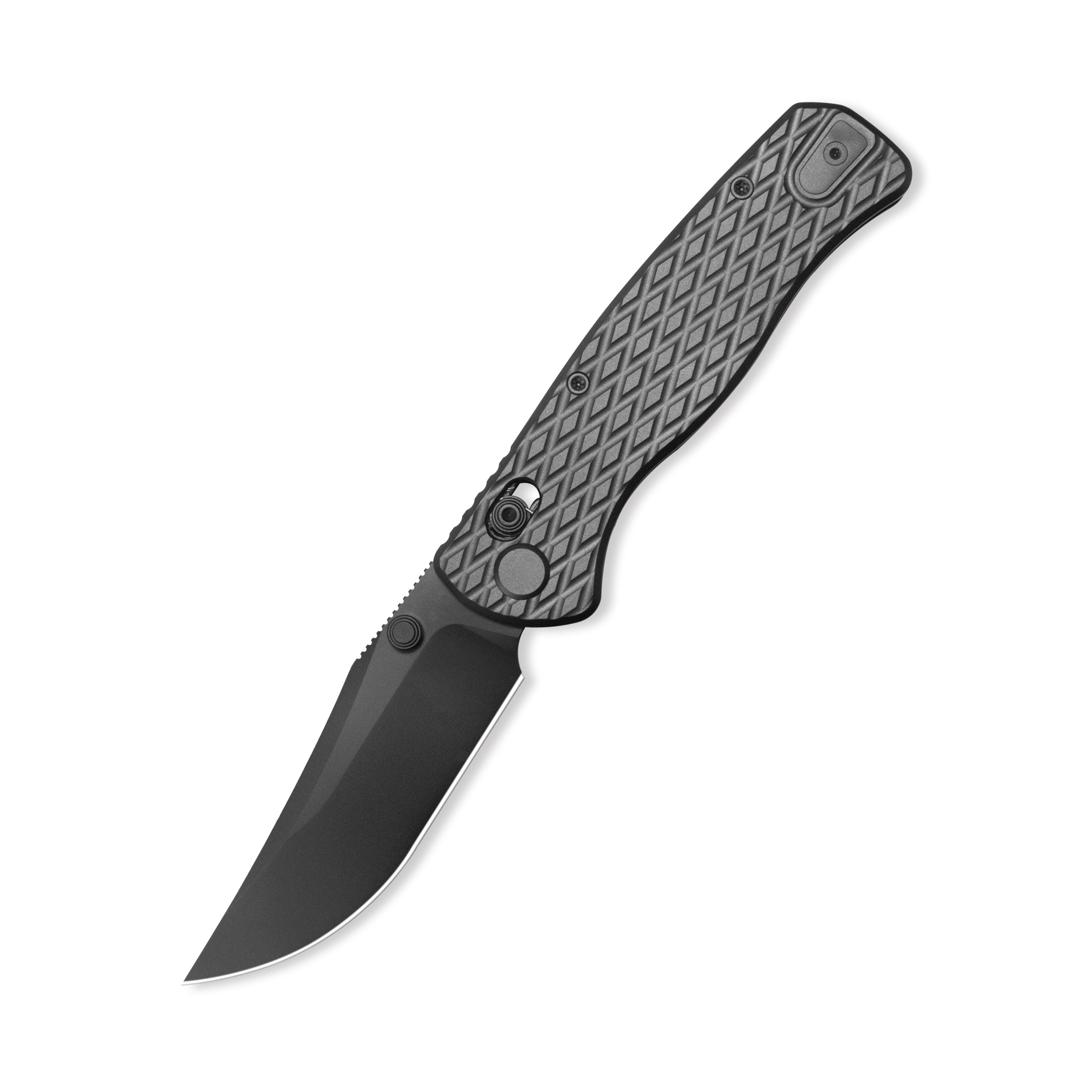 GEO Knife Sharp Shadow Crossbar lock Folding Knife Black DLC 6AL4V Titanium Handle 3.3" Black DLC Bohler M390 Blade GEO2504B
