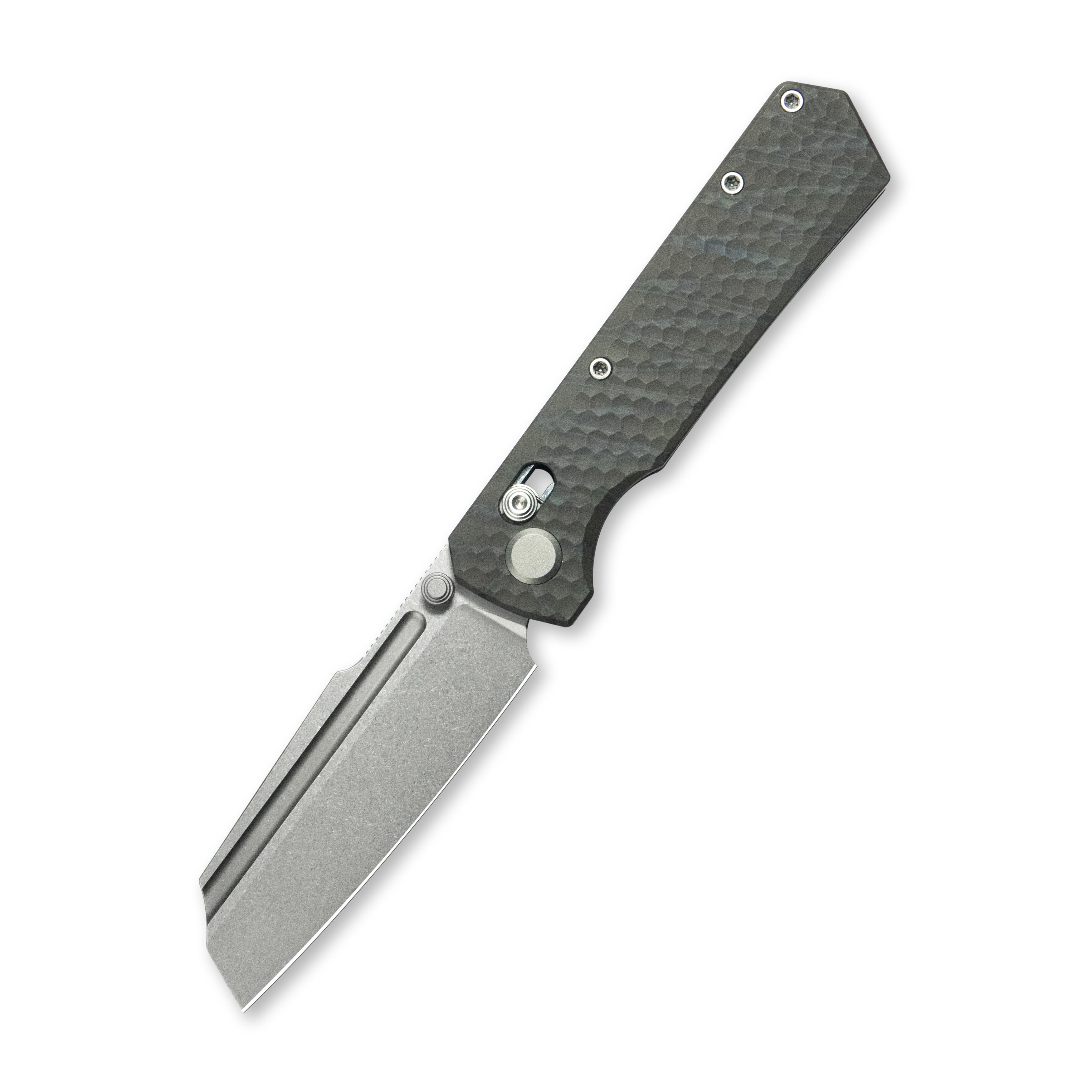 Geo knife Noxiz Axis lock Folding Knife Tiger Stripe Pattern Flamed 6AL4V Titanium Handle 3.1" Stonewash Bohler M390 Blade GEO2506B