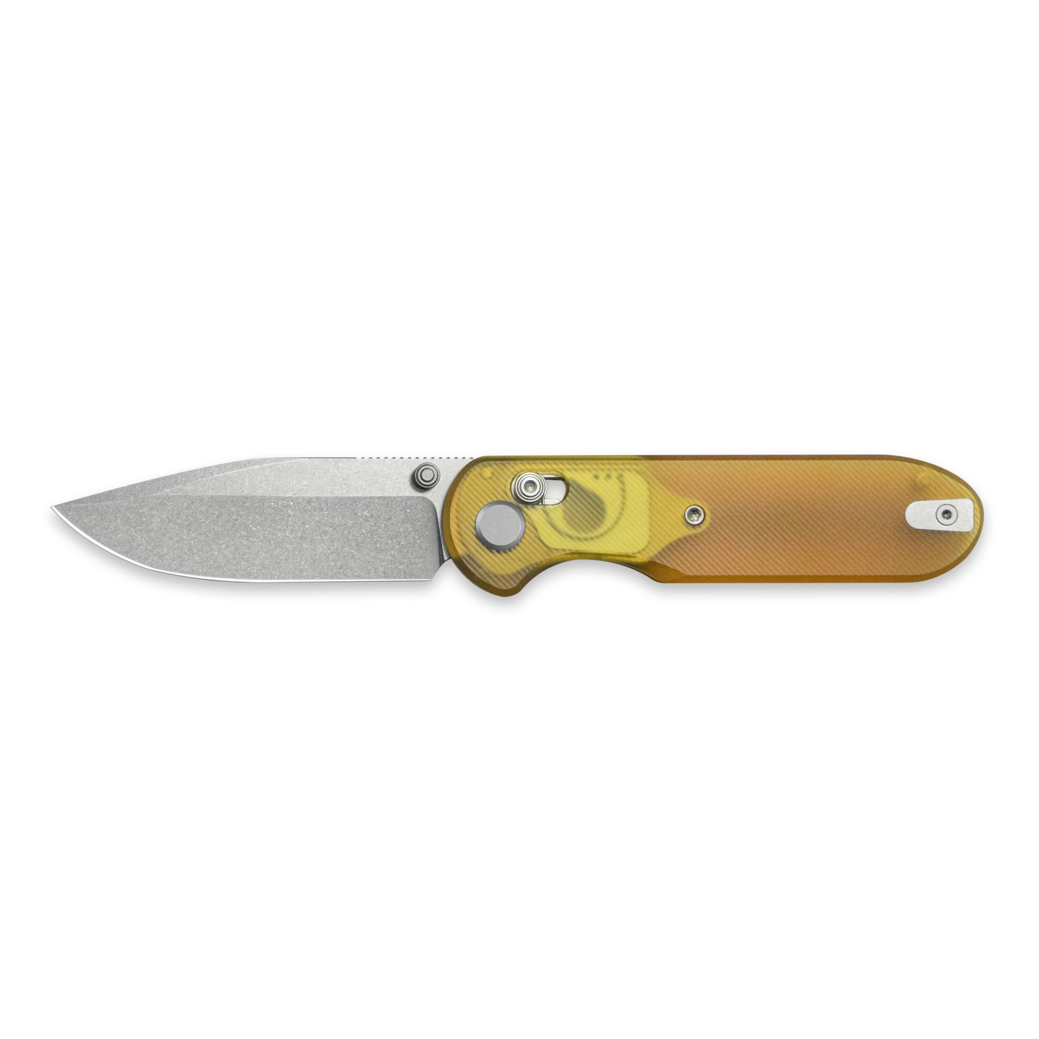 GEO Knife Ethereal Cutter Crossbar lock Folding Knife Ultem Handle 3.0" Stonewash Bohler M390 Blade GEO2402E