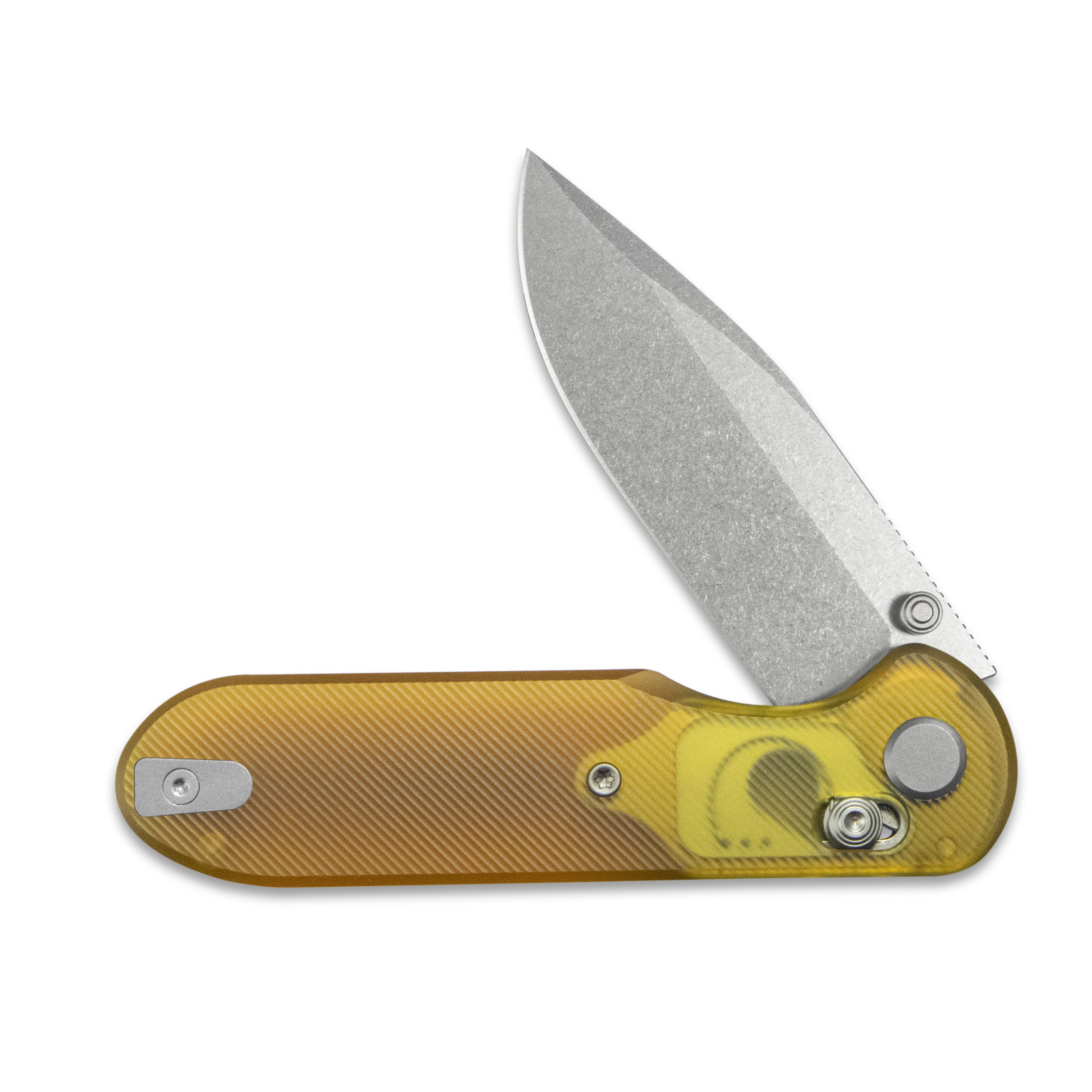GEO Knife Ethereal Cutter Crossbar lock Folding Knife Ultem Handle 3.0" Stonewash Bohler M390 Blade GEO2402E