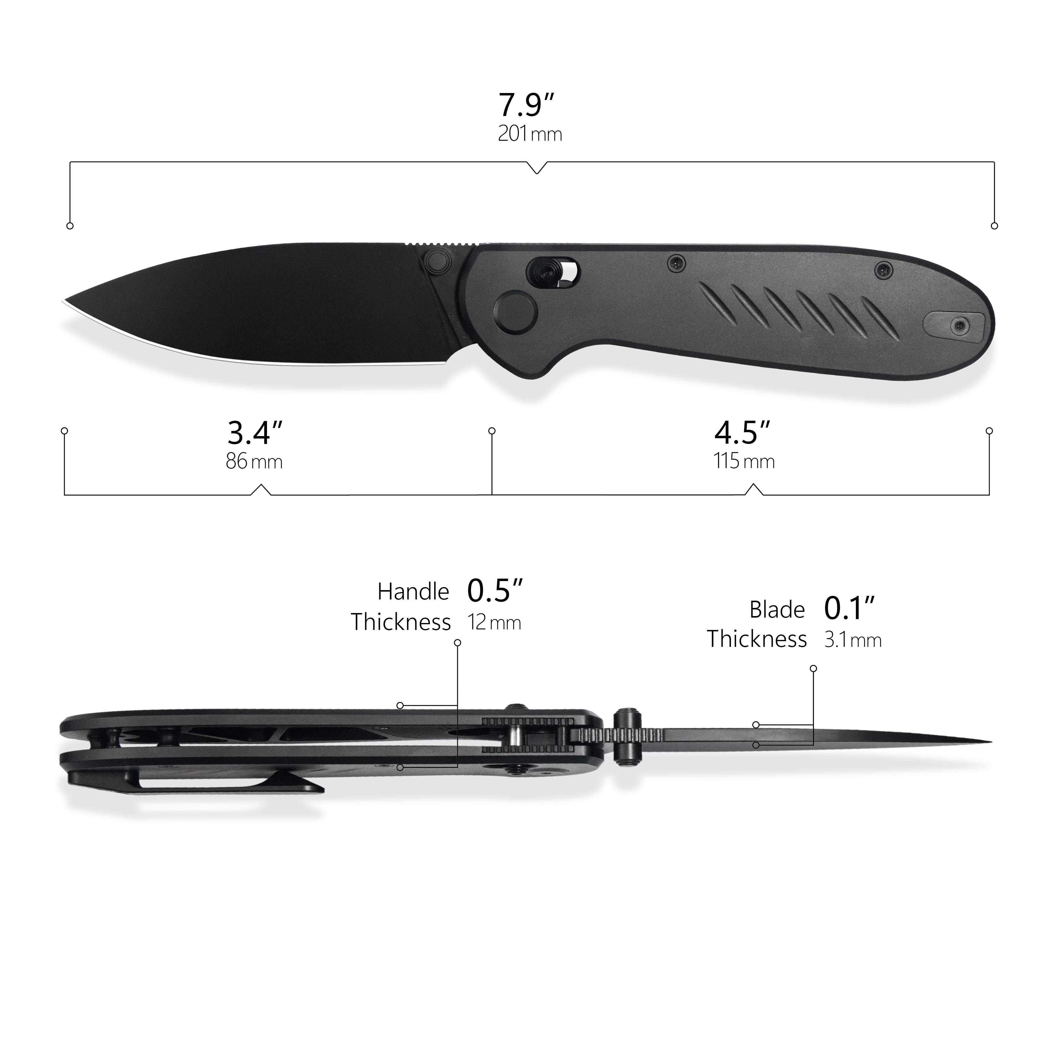 GEO Knife Frost Crossbar lock Folding Knife Black DLC 6AL4V Titanium Handle 3.4" Black DLC Bohler M390 Blade GEO2501B