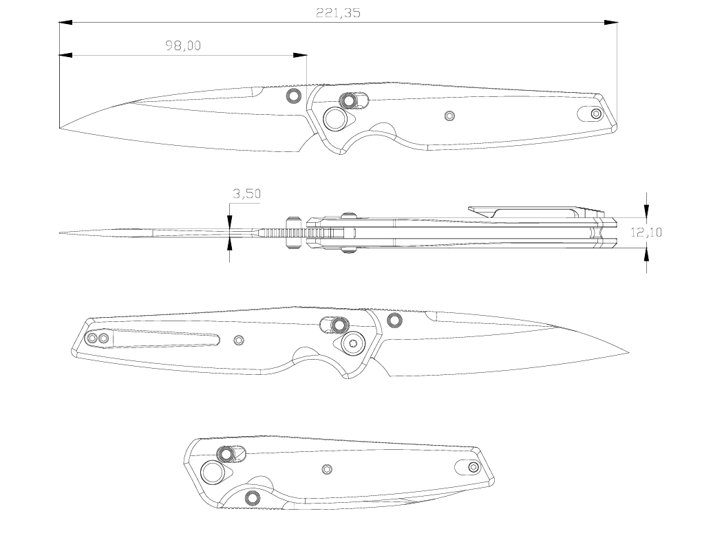 GEO Knife FANTASM Crossbar lock Folding Knife Black 6AL4V Titanium Handle 3.9" Black DLC Bohler M390 Blade GEO2505C