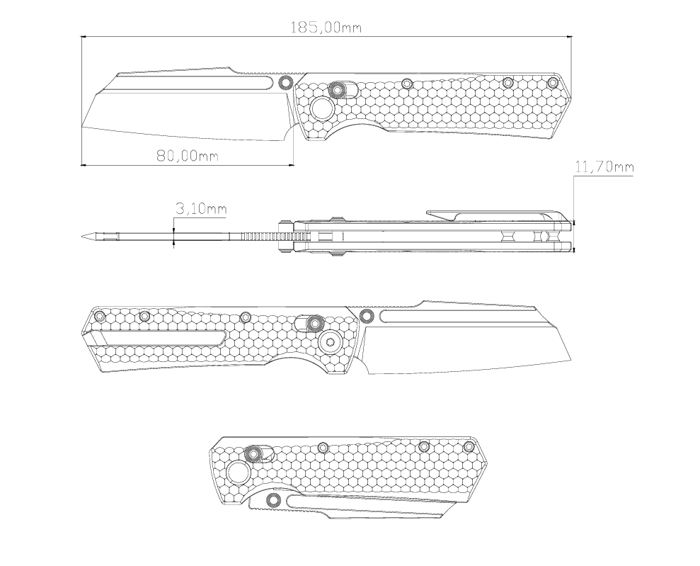 GEO Knife Noxiz Crossbar lock Folding Knife Tiger Stripe Pattern Flamed 6AL4V Titanium Handle 3.1" Stonewash Bohler M390 Blade GEO2506B