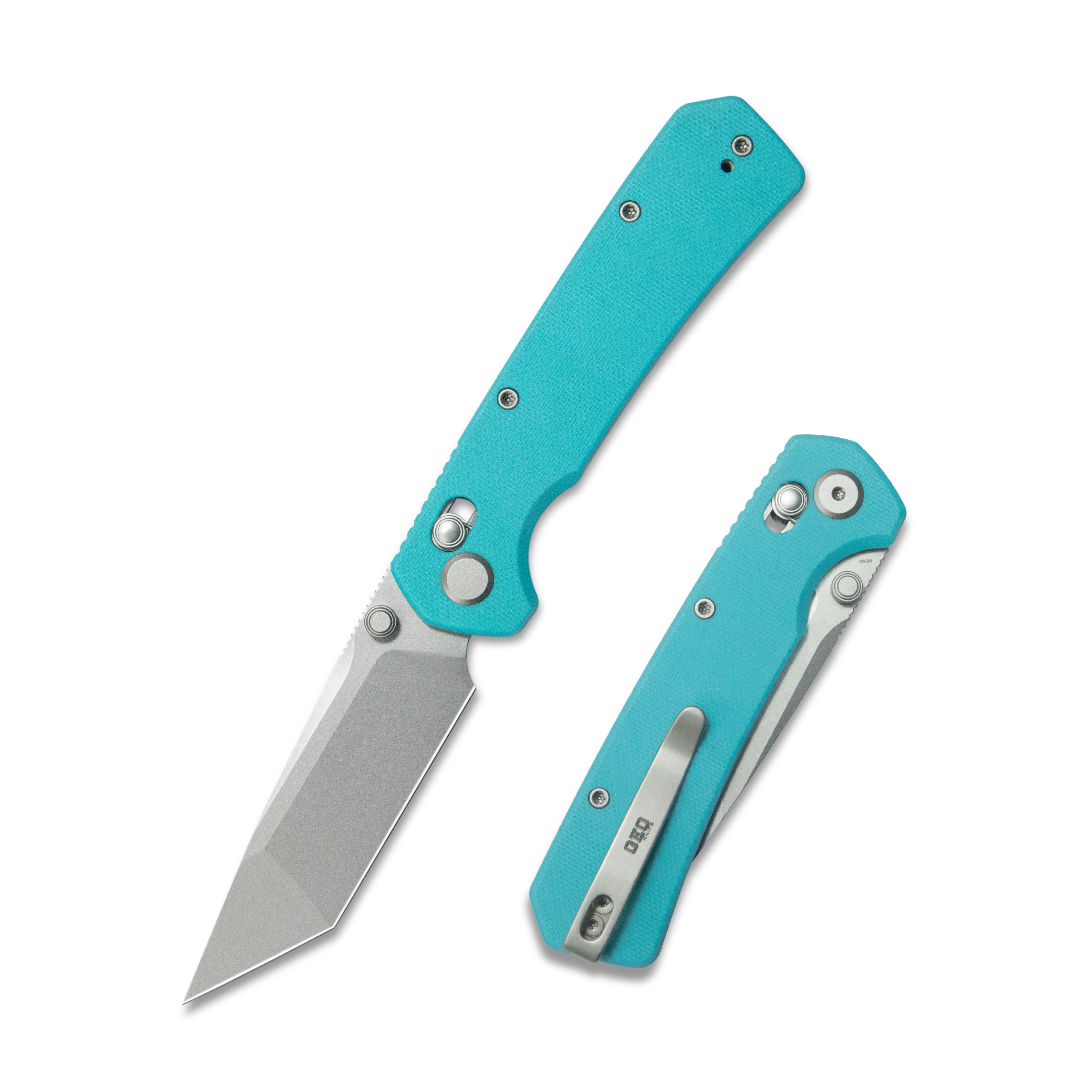 ( Pre-order ) GEO Knife Blaze Crossbar lock Folding Knife Tiffany Blue G10 Handle 3.3" Stonewash Bohler M390 Blade GEO2503E