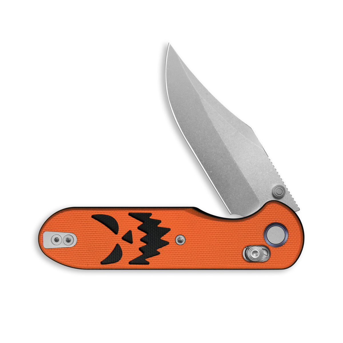 (Pre-order) GEO Knife Ethereal Cutter Crossbar lock Folding Knife Black-Orange G10 Handle 3.0" Stonewash Bohler M390 Blade GEO2401O