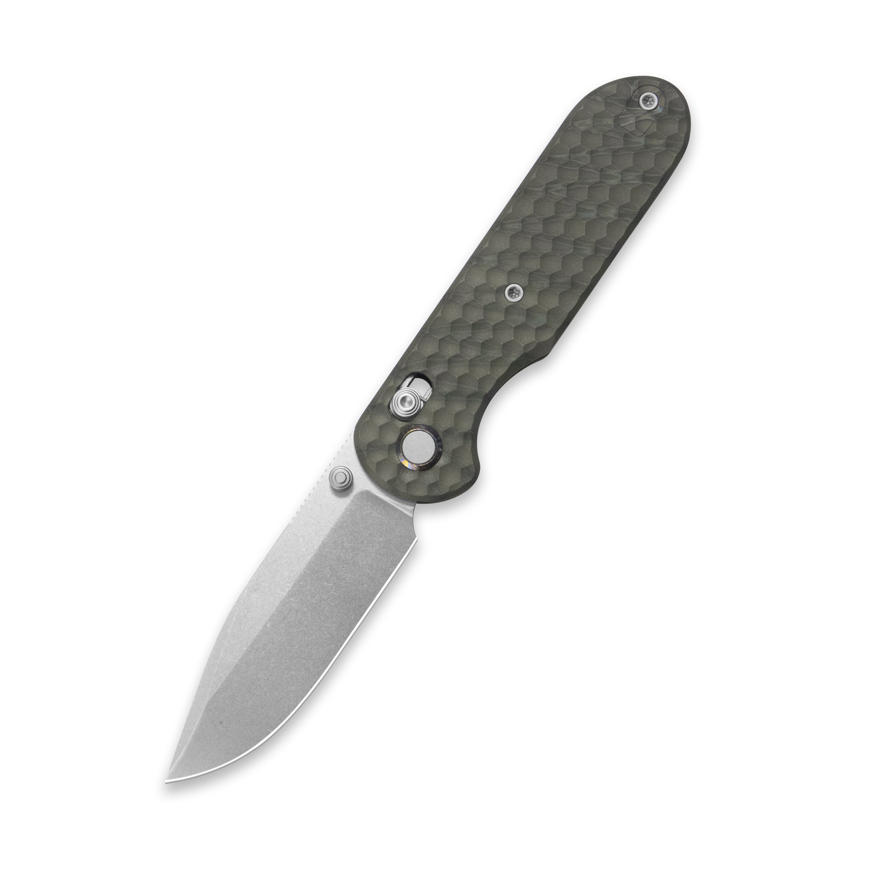 GEO Knife Ethereal Cutter Crossbar lock Folding Knife Tiger Stripe Pattern Flamed 6AL4V Titanium Handle 3.0" Stonewash Bohler M390 Blade GEO2402J