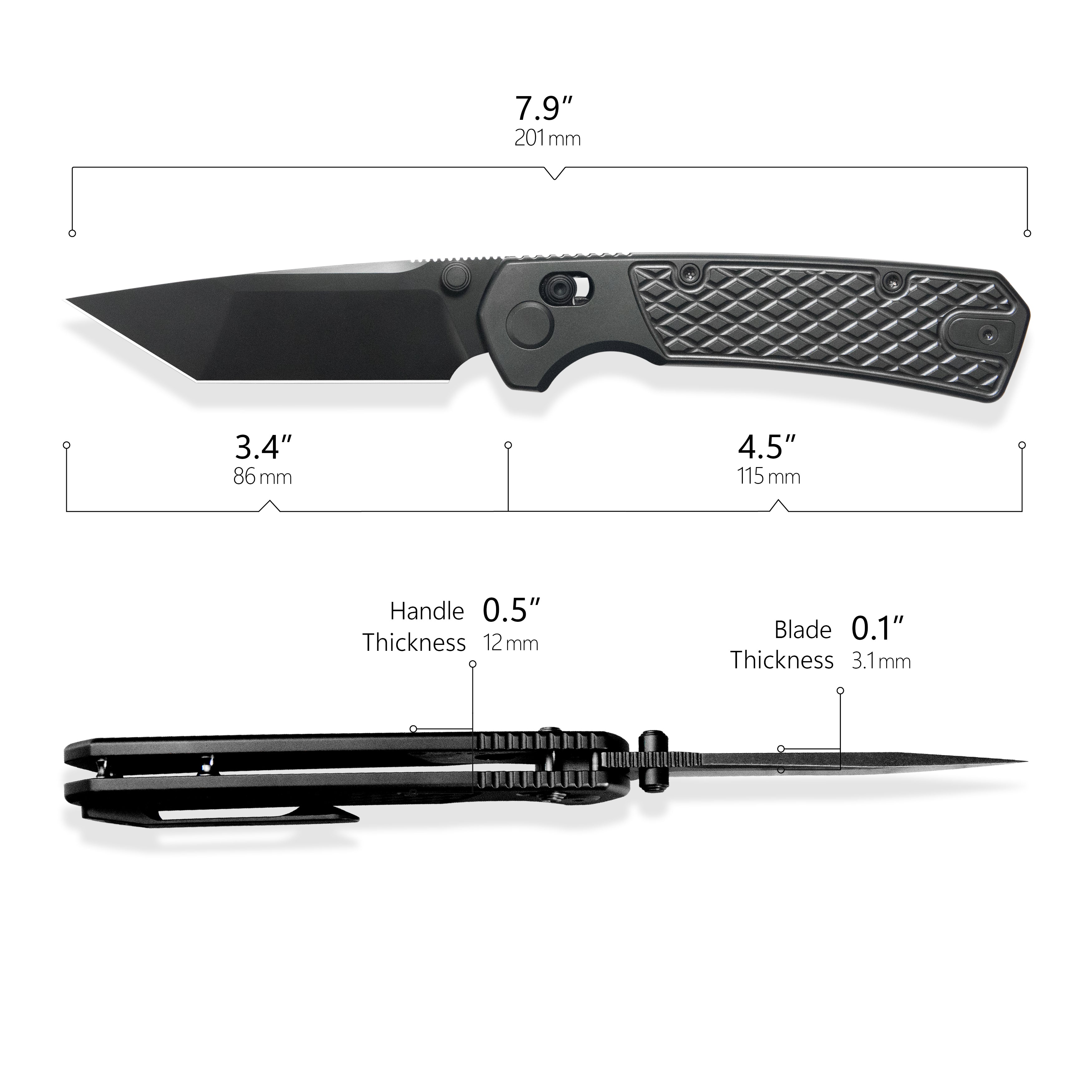 GEO Knife Blaze Crossbar lock Folding Knife Black DLC 6AL4V Titanium Handle 3.3" Black DLC Bohler M390 Blade GEO2503B