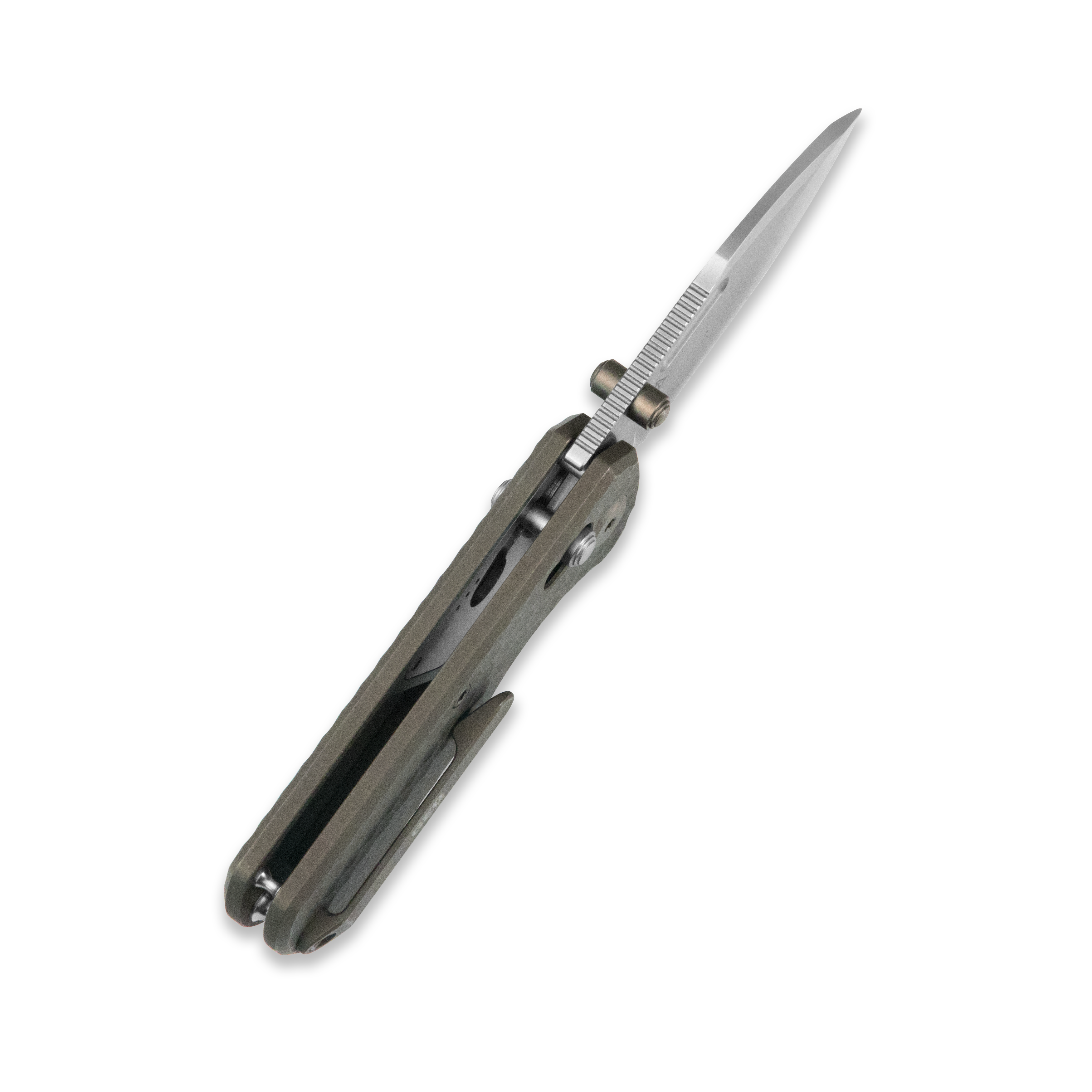 GEO Knife Belluf Crossbar lock Folding Knife Bronze 6AL4V Titanium Handle 2.4" Stonewash Bohler M390 Blade GEO2508I