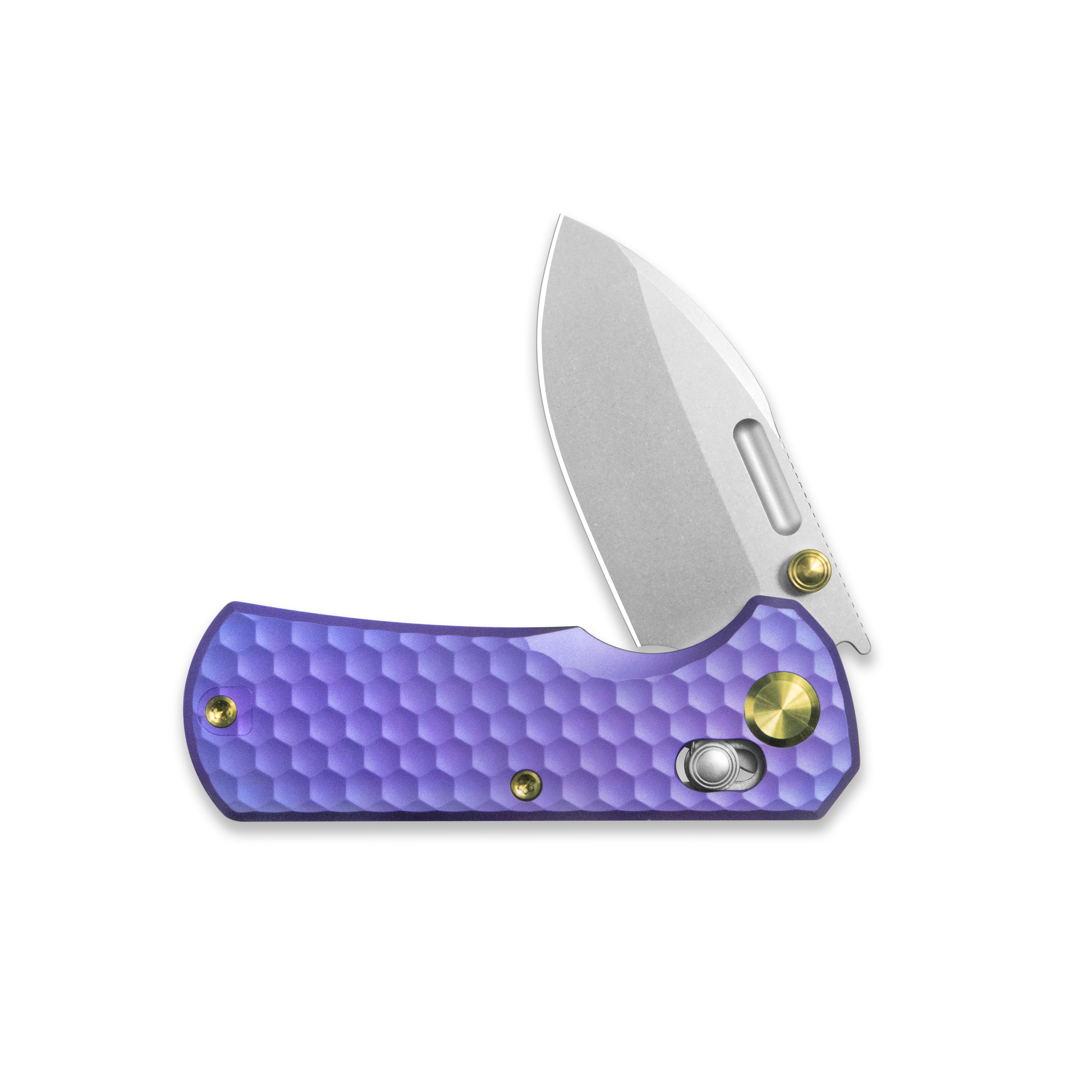 GEO Knife Belluf Crossbar lock Folding Knife Purple 6AL4V Titanium Handle 2.4" Stonewash Bohler M390 Blade GEO2508J