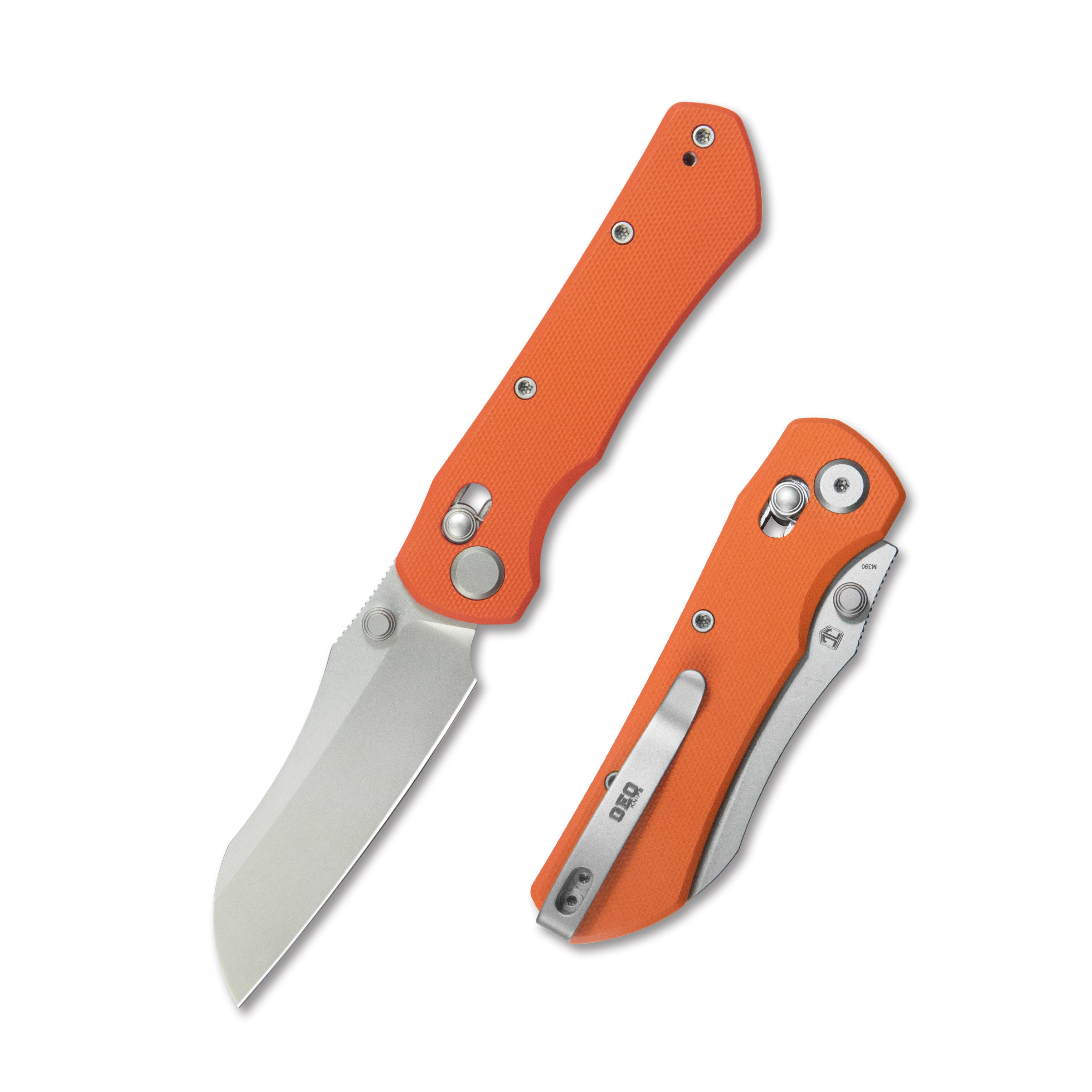 (Pre-order): GEO Knife Komodo Axis lock Folding Knife Orange G10 Handle 3.1" Stonewash Bohler M390 Blade GEO2509H