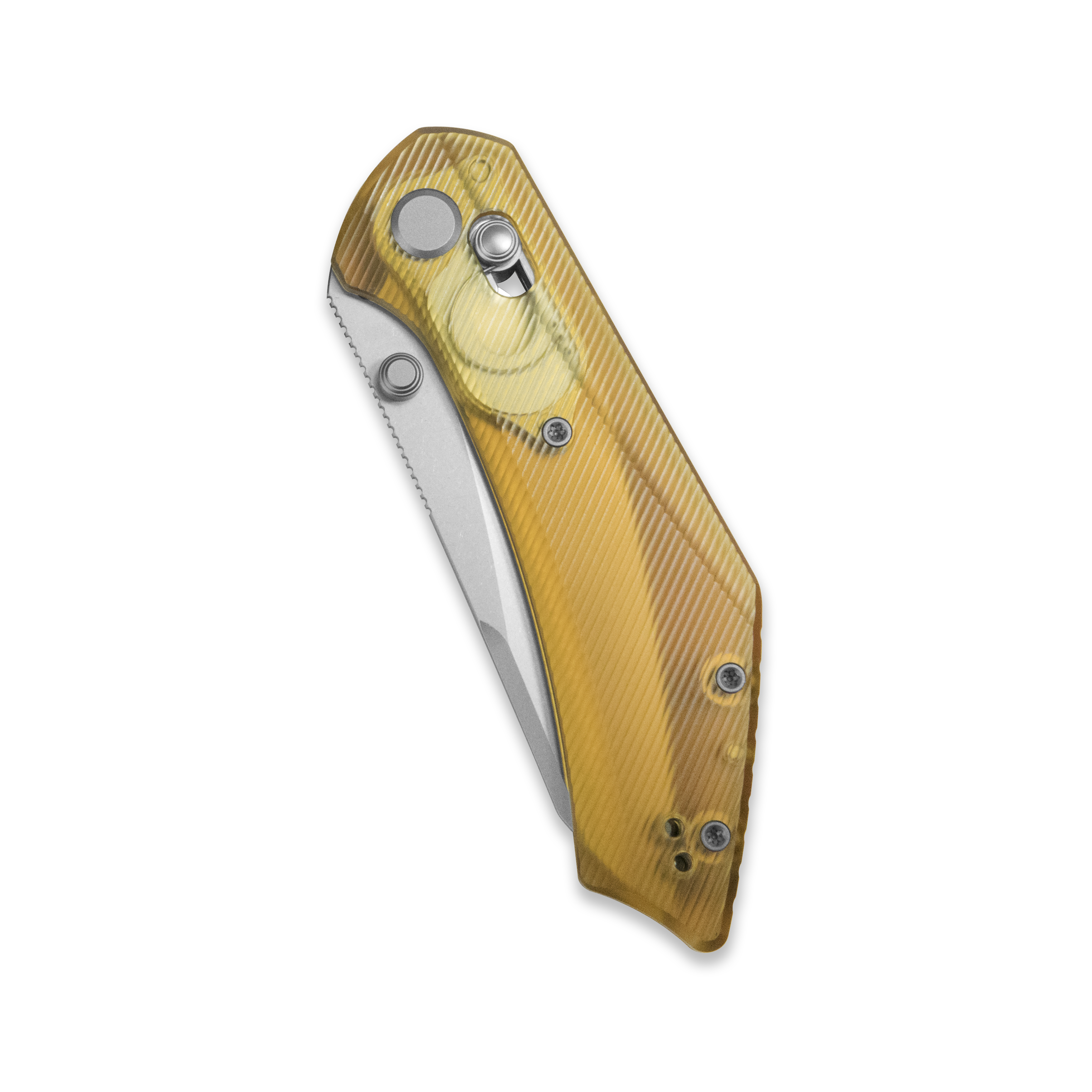 GEO Knife DIVID Crossbar lock Folding Knife Ultem Handle 3.3" Stonewash Bohler M390 Blade GEO2507K