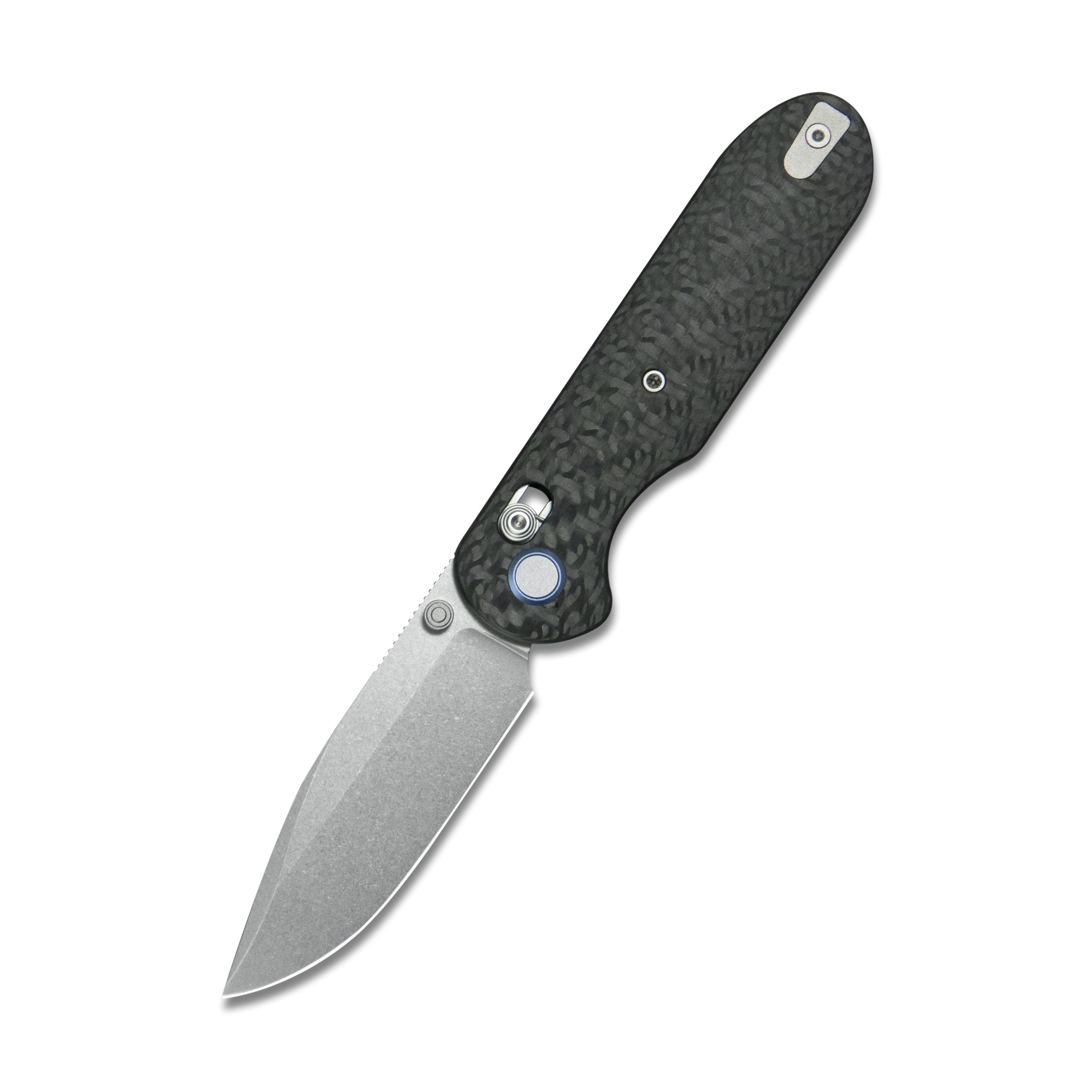 GEO Knife Ethereal Cutter Axis lock Folding Knife Black Carbon fiber Handle 3.0" Stonewash Bohler M390 Blade GEO2402K