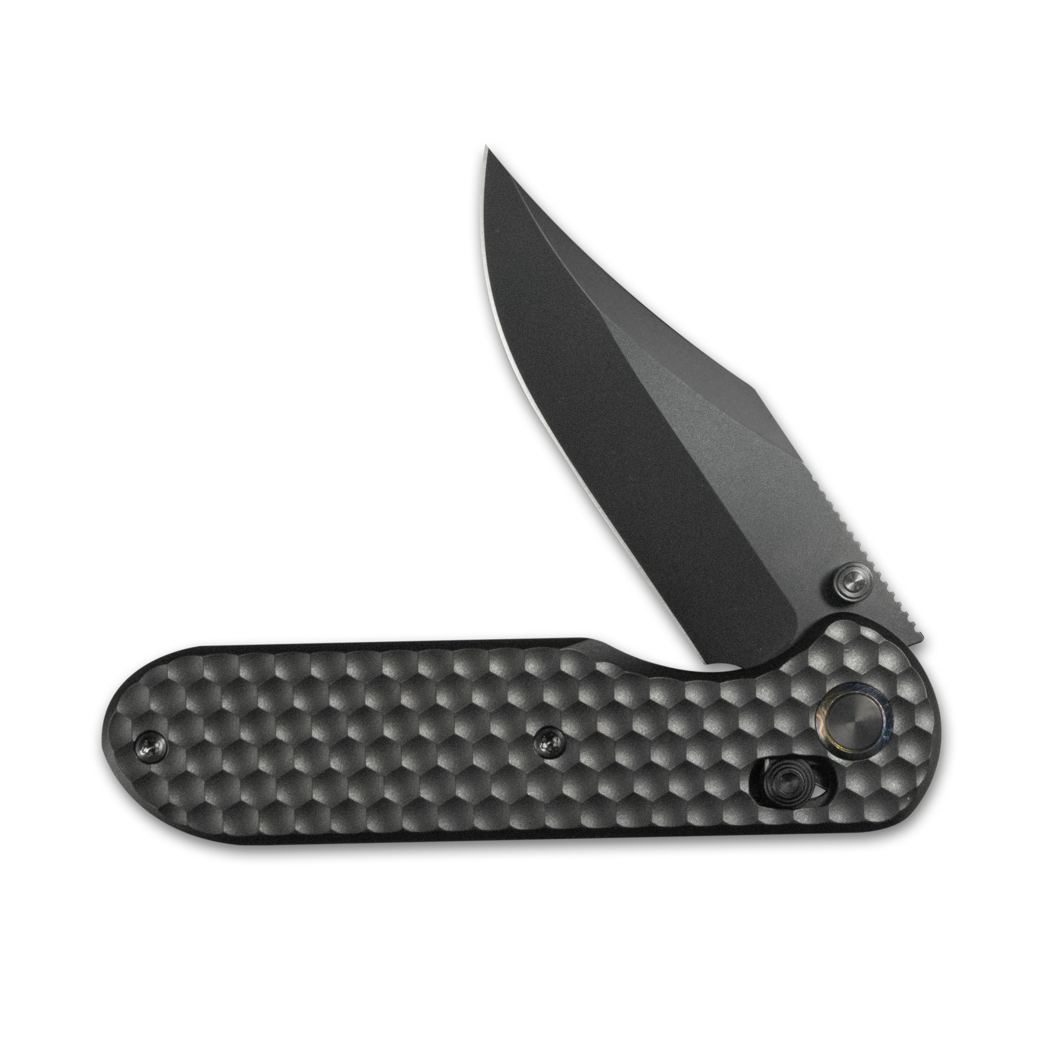 GEO Knife Ethereal Cutter Crossbar lock Folding Knife Black 6AL4V Titanium Handle 3.0" Black DLC Bohler M390 Blade GEO2401D