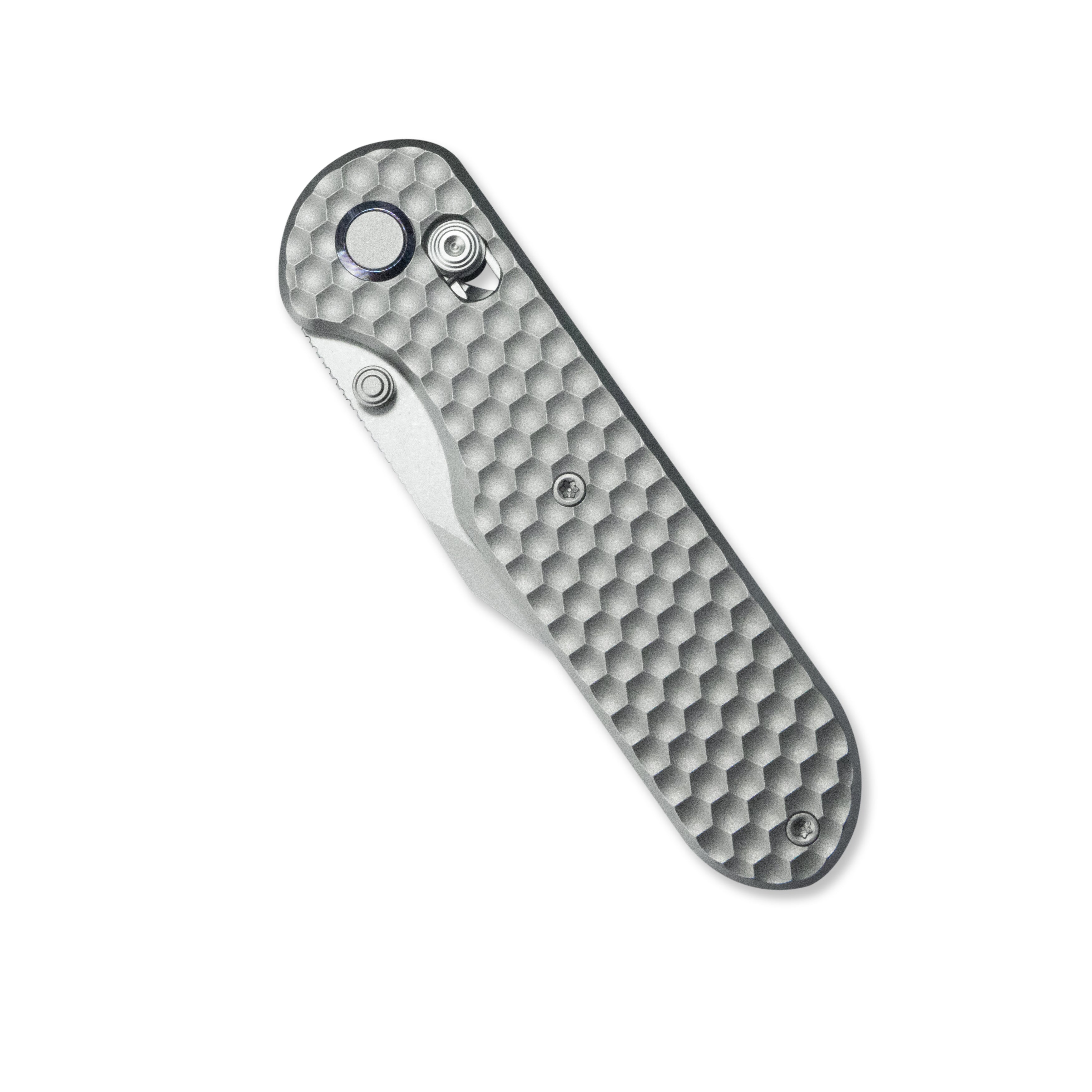 GEO Knife Ethereal Cutter Crossbar lock Folding Knife Gray 6AL4V Titanium Handle 3.0" Stonewash Bohler M390 Blade GEO2401A
