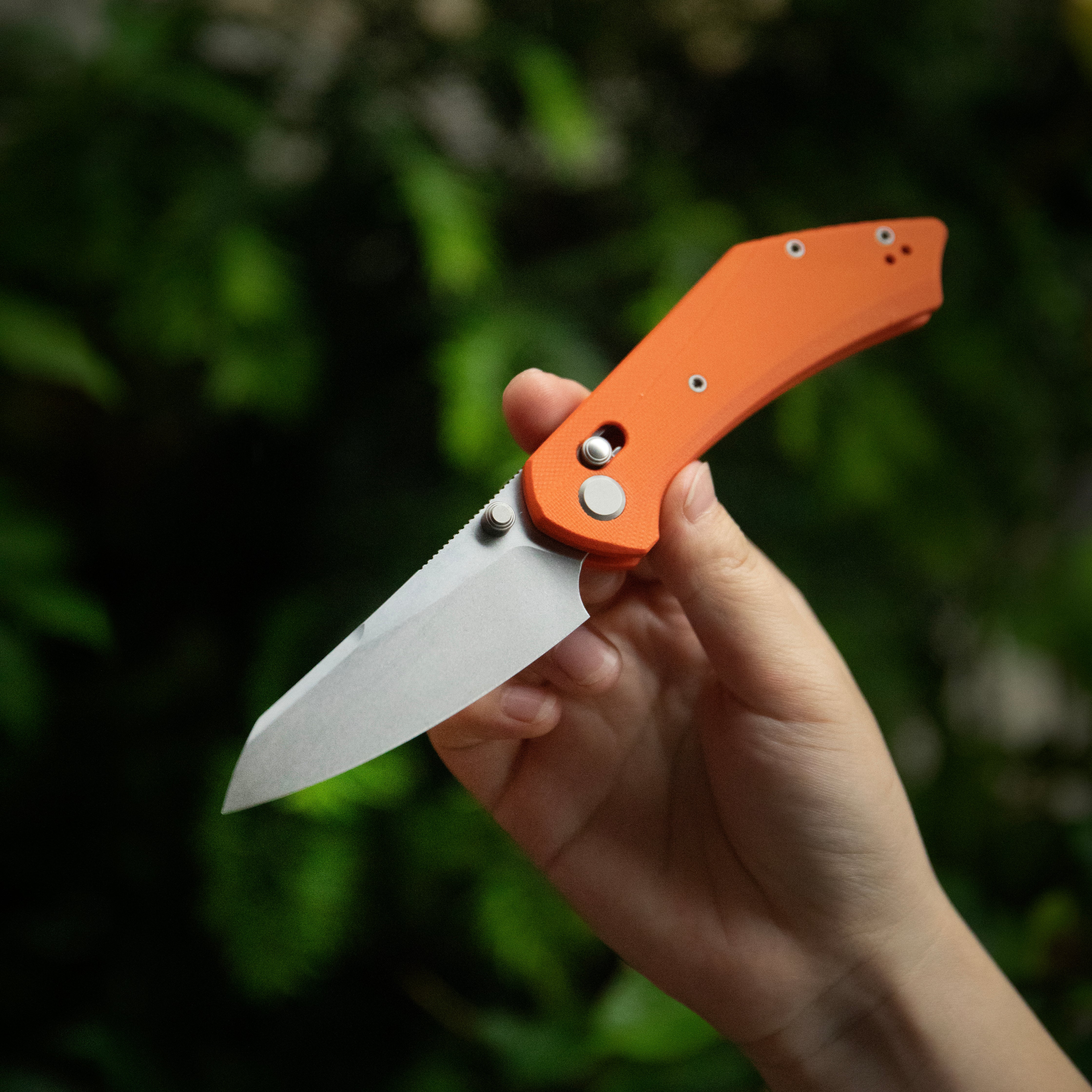 GEO Knife DIVID Crossbar lock Folding Knife Orange G10 Handle 3.3" Stonewash Bohler M390 Blade GEO2507H
