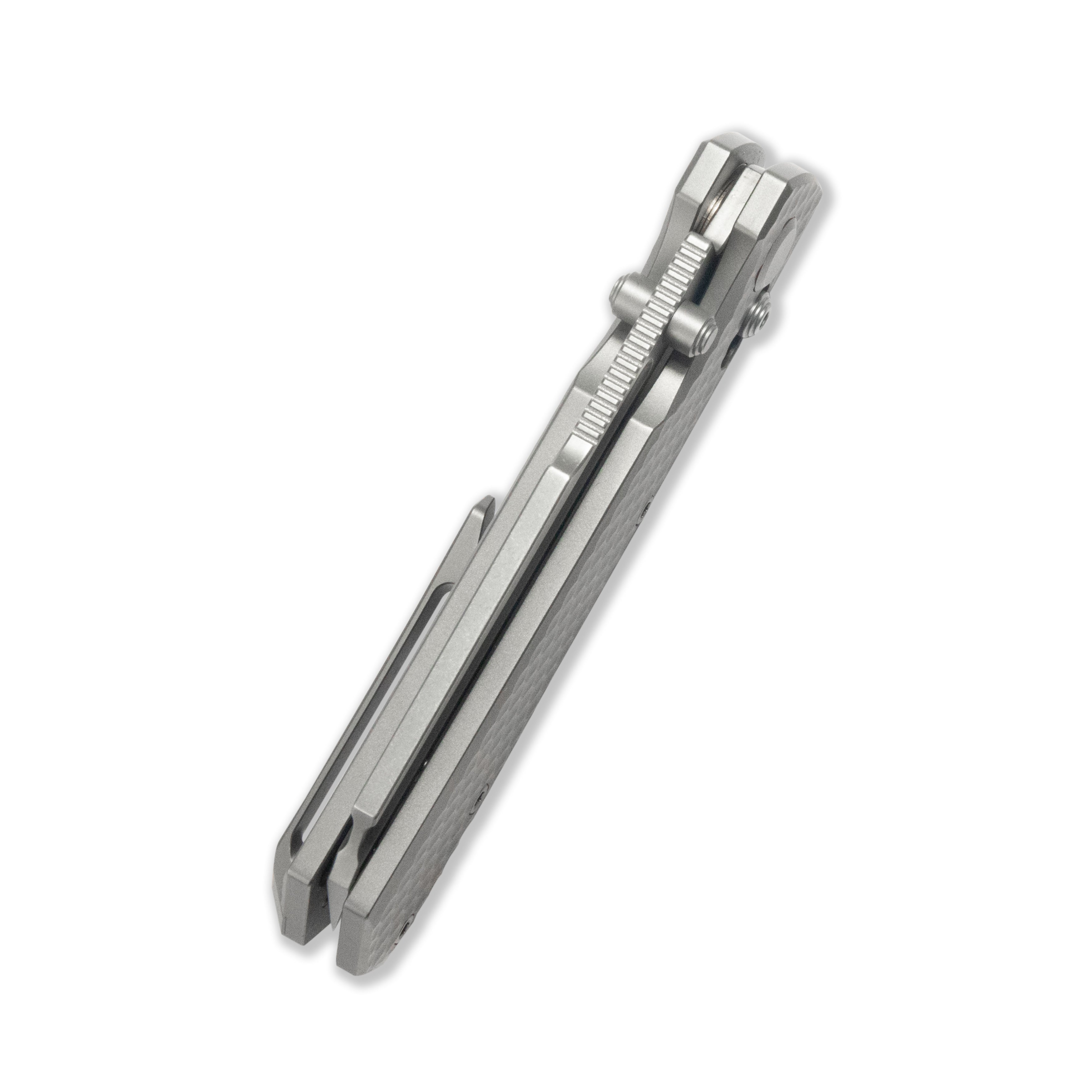 GEO Knife Noxiz Crossbar lock Folding Knife Gray 6AL4V Titanium Handle 3.1" Stonewash Bohler M390 Blade GEO2506A