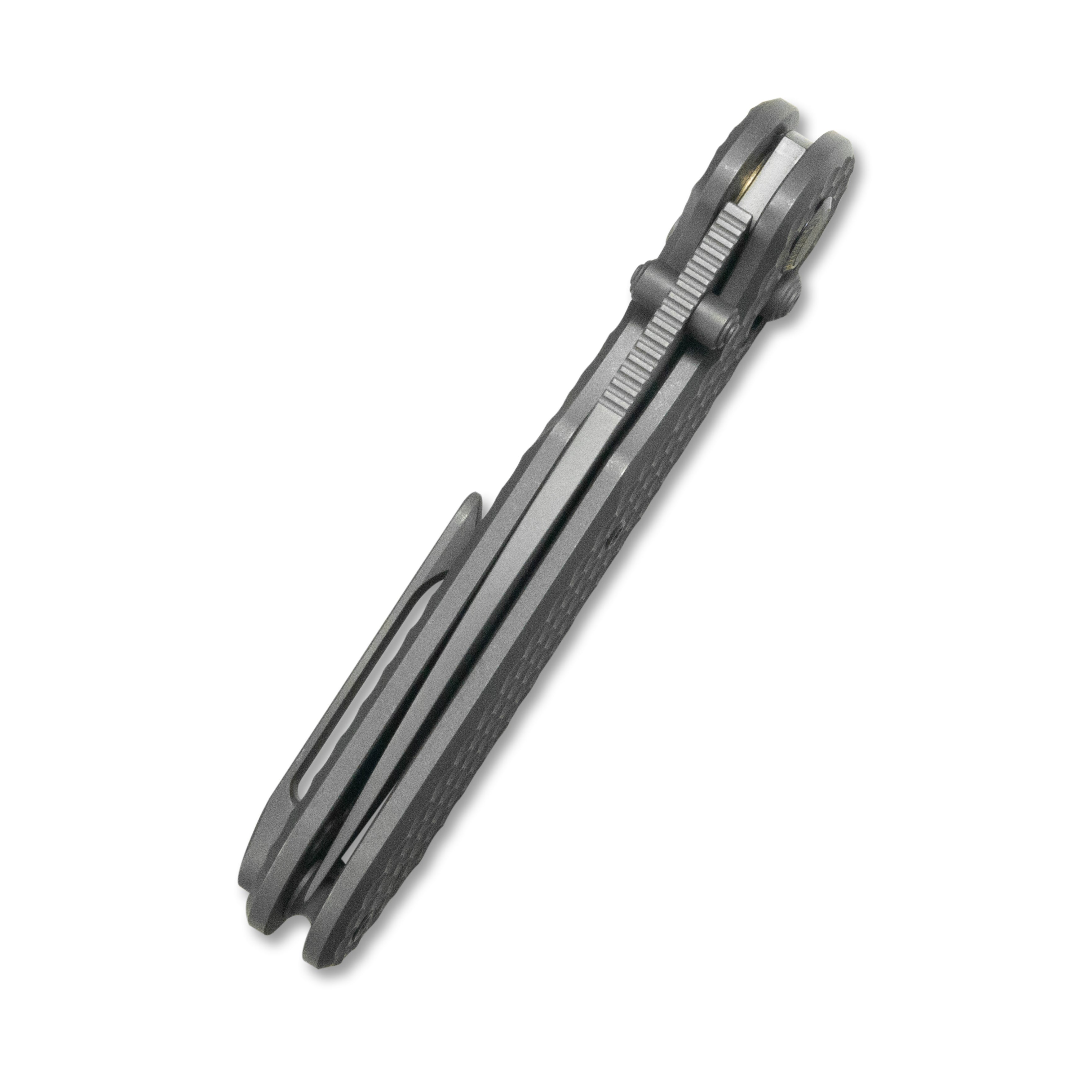 GEO Knife Ethereal Cutter Crossbar lock Folding Knife Gray 6AL4V Titanium Handle 3.0" Darkwash Bohler M390 Blade GEO2402C