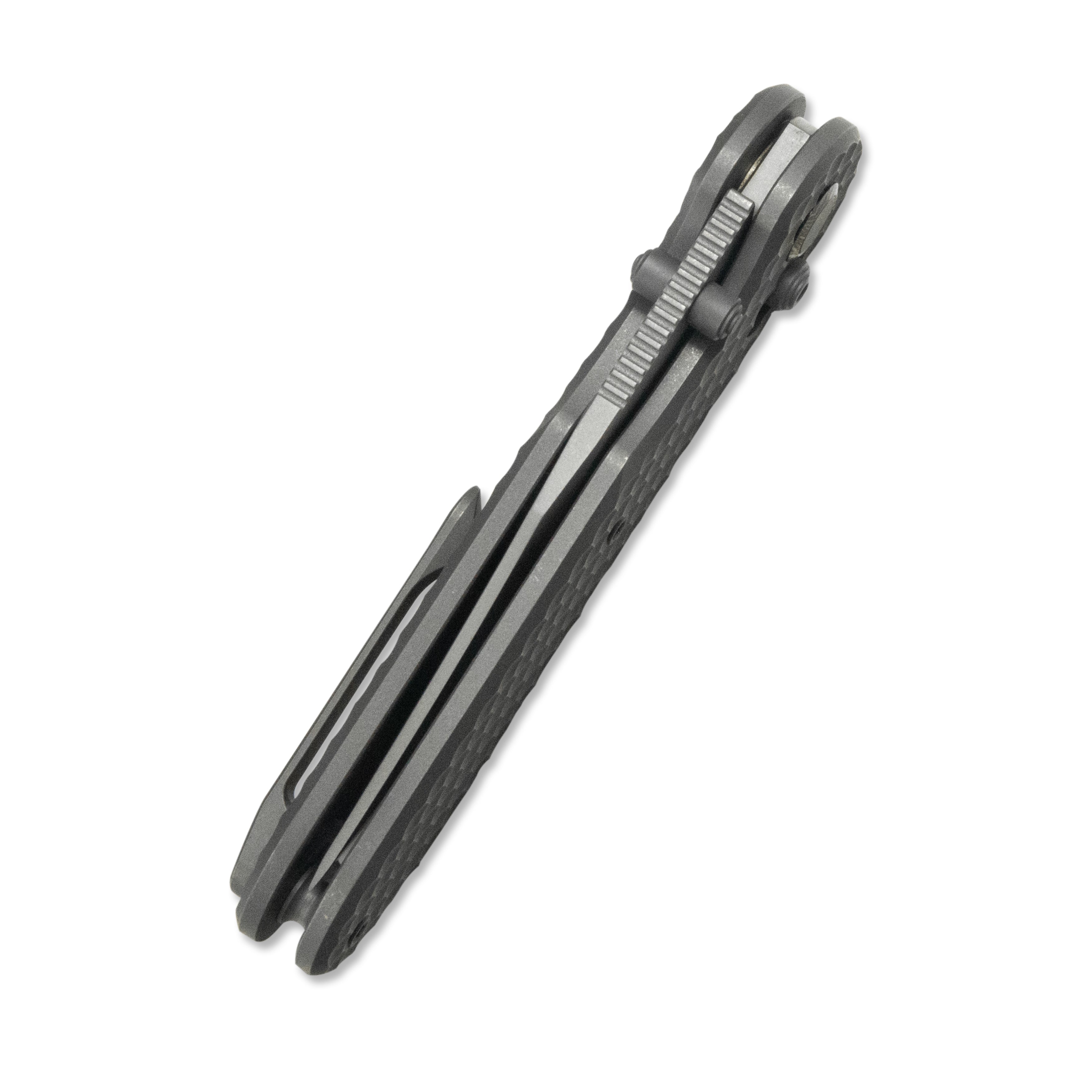 GEO Knife Ethereal Cutter Crossbar lock Folding Knife Gray 6AL4V Titanium Handle 3.0" Darkwash Bohler M390 Blade GEO2401C