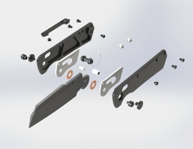 GEO Knife Noxiz Crossbar lock Folding Knife Gray 6AL4V Titanium Handle 3.1" Stonewash Bohler M390 Blade GEO2506A