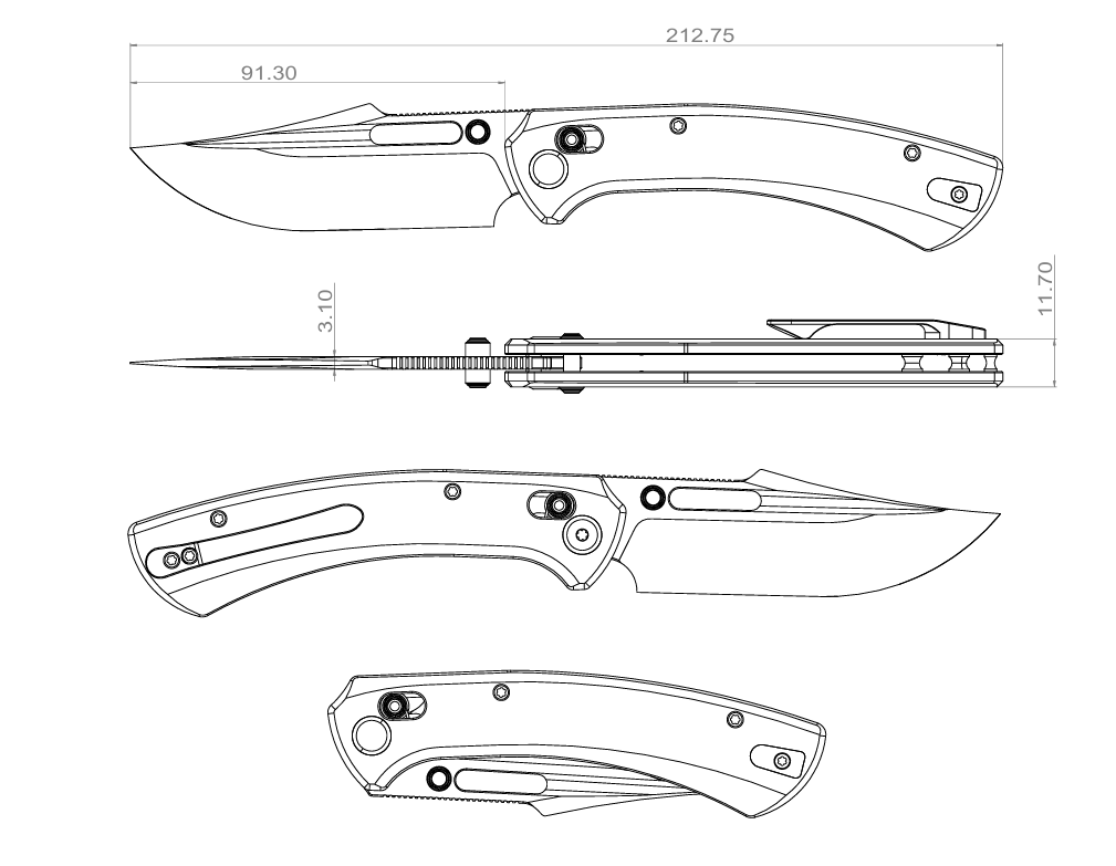 GEO Knife Strix Axis lock Folding Knife Gray 6AL4V Titanium Handle 3.6" Hand-Rubbed Satin Stonewash Bohler M390 Blade GEO2510A