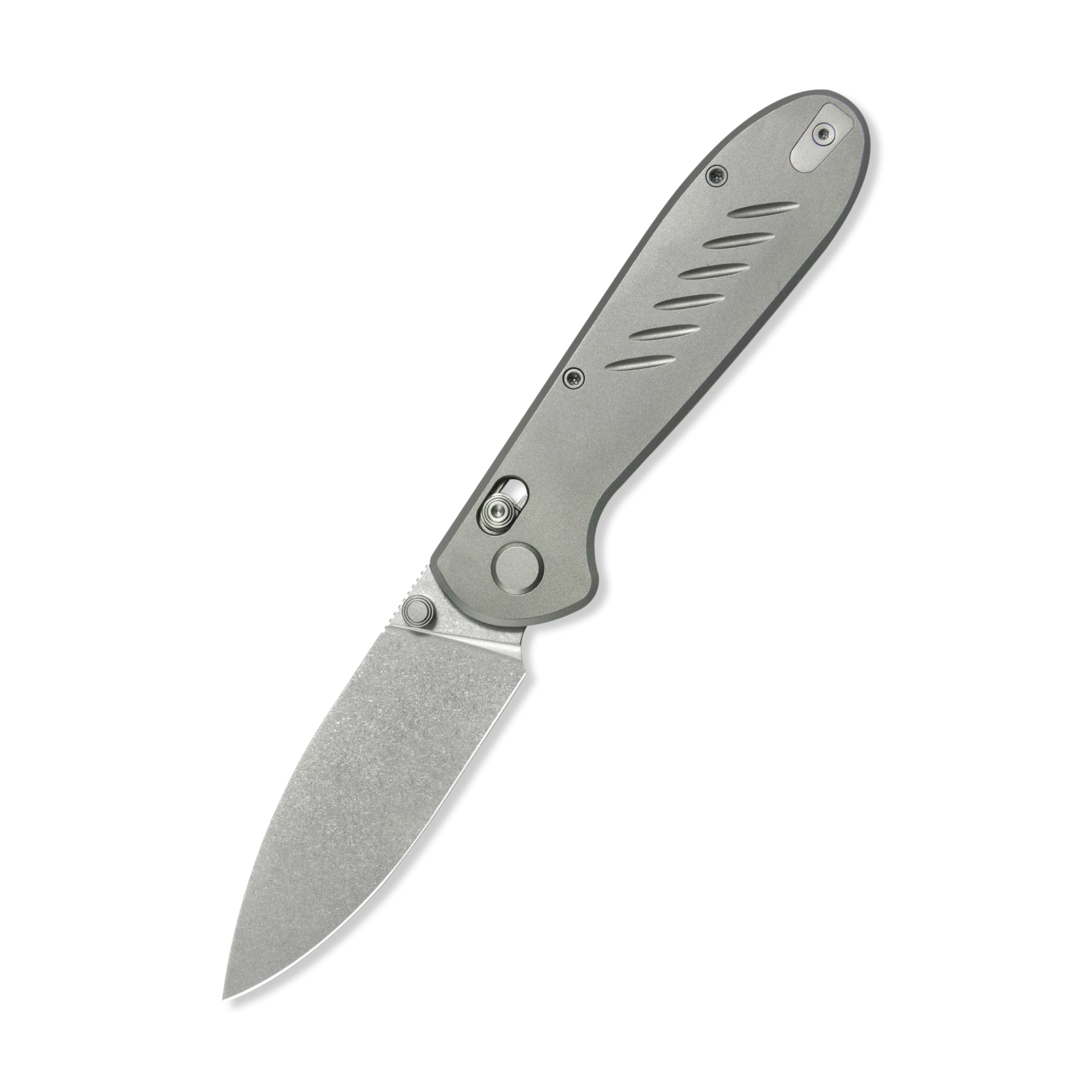 GEO Knife Frost Axis lock Folding Knife Gray 6AL4V Titanium Handle 3.4" Stonewash Bohler M390 Blade GEO2501A