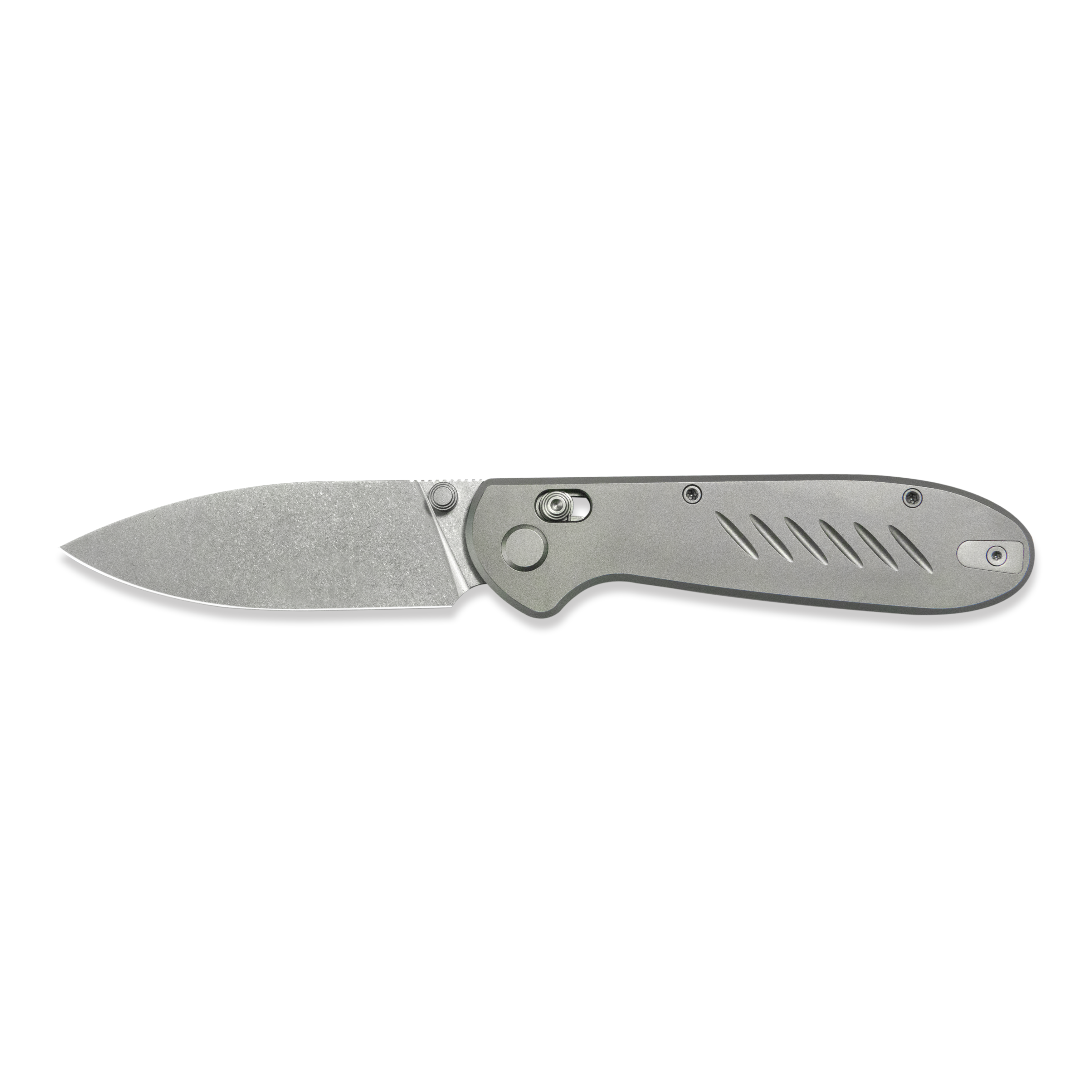 GEO Knife Frost Crossbar lock Folding Knife Gray 6AL4V Titanium Handle 3.4" Stonewash Bohler M390 Blade GEO2501A