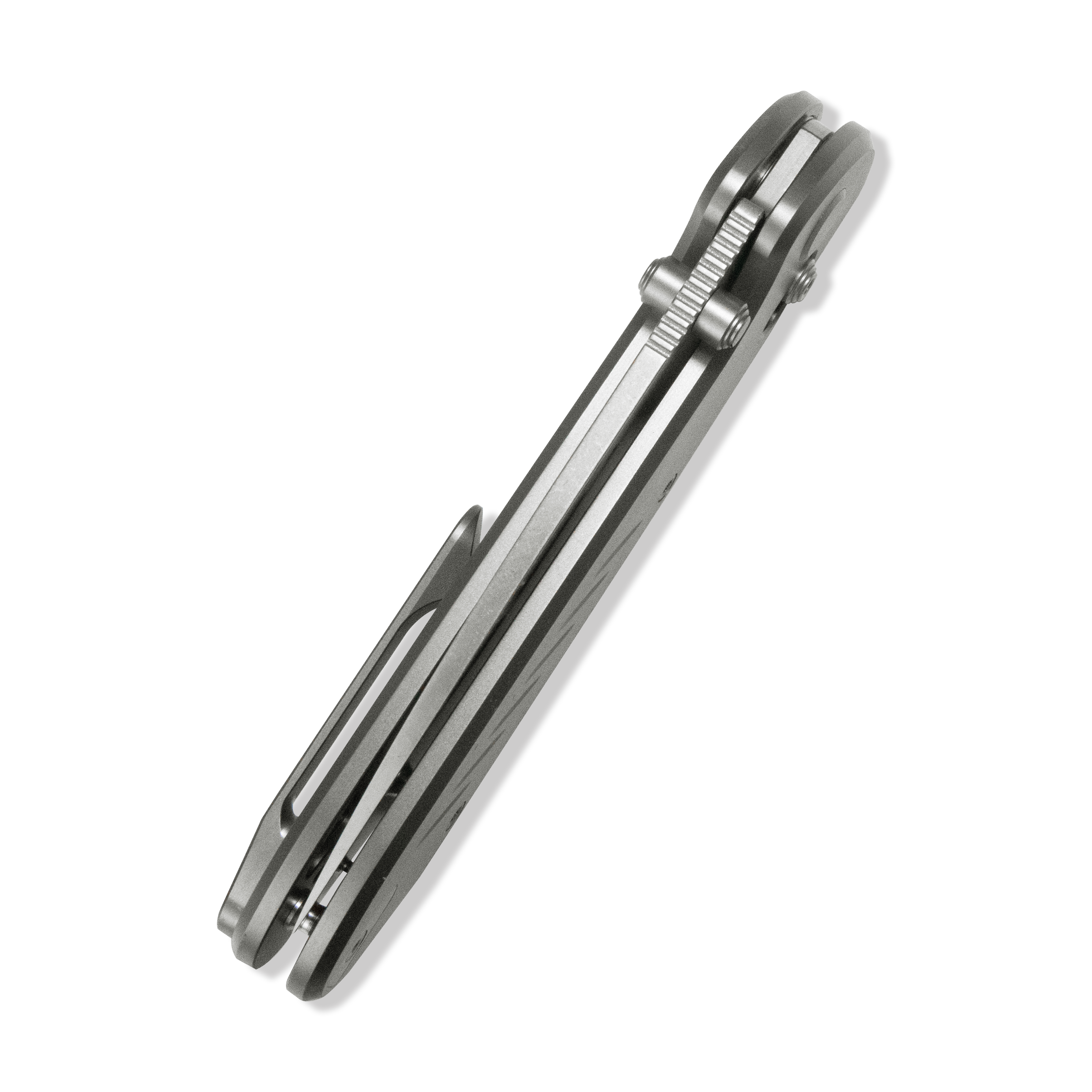 GEO Knife Frost Crossbar lock Folding Knife Gray 6AL4V Titanium Handle 3.4" Stonewash Bohler M390 Blade GEO2501A
