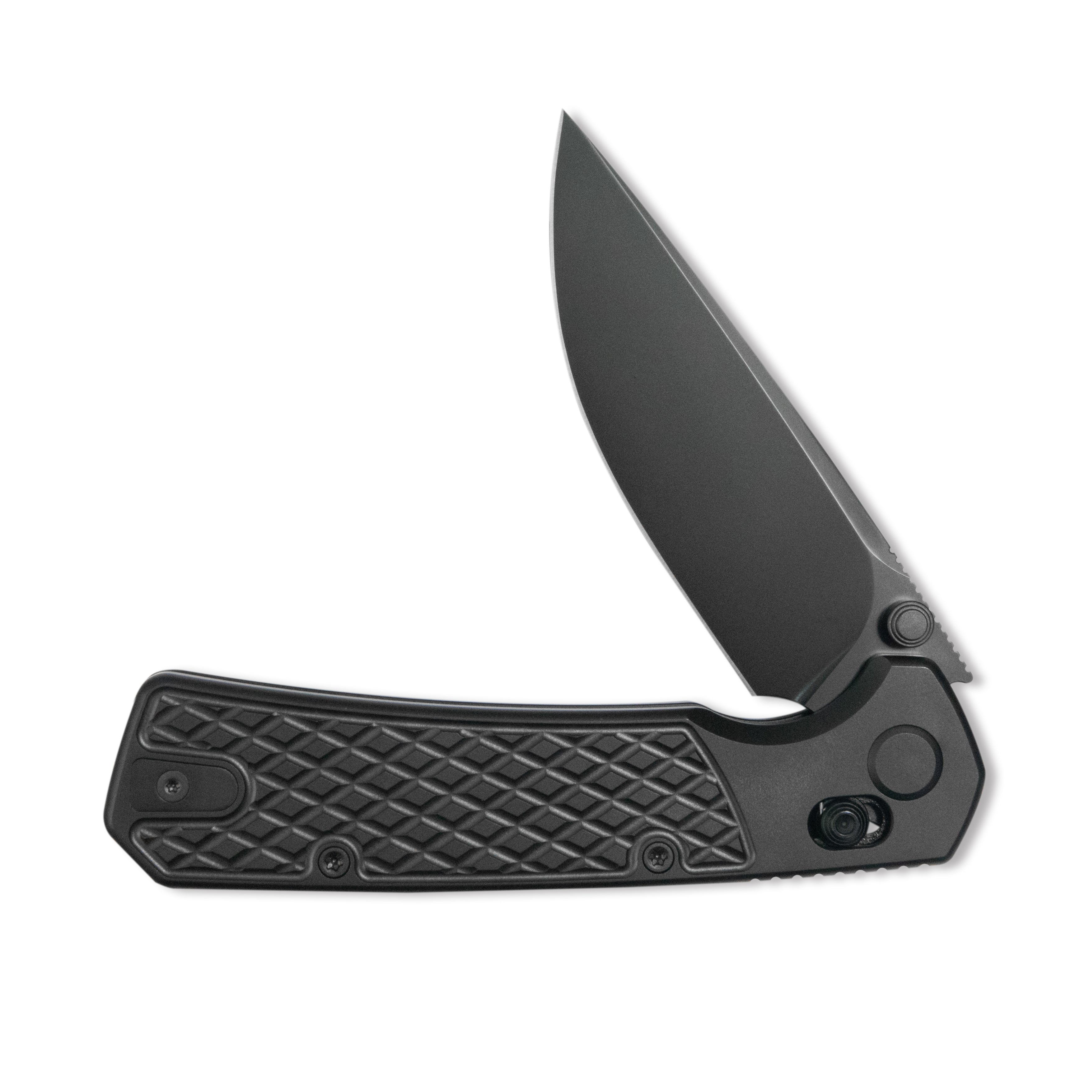 GEO Knife Blaze Crossbar lock Folding Knife Black DLC 6AL4V Titanium Handle 3.3" Black DLC Bohler M390 Blade GEO2502B