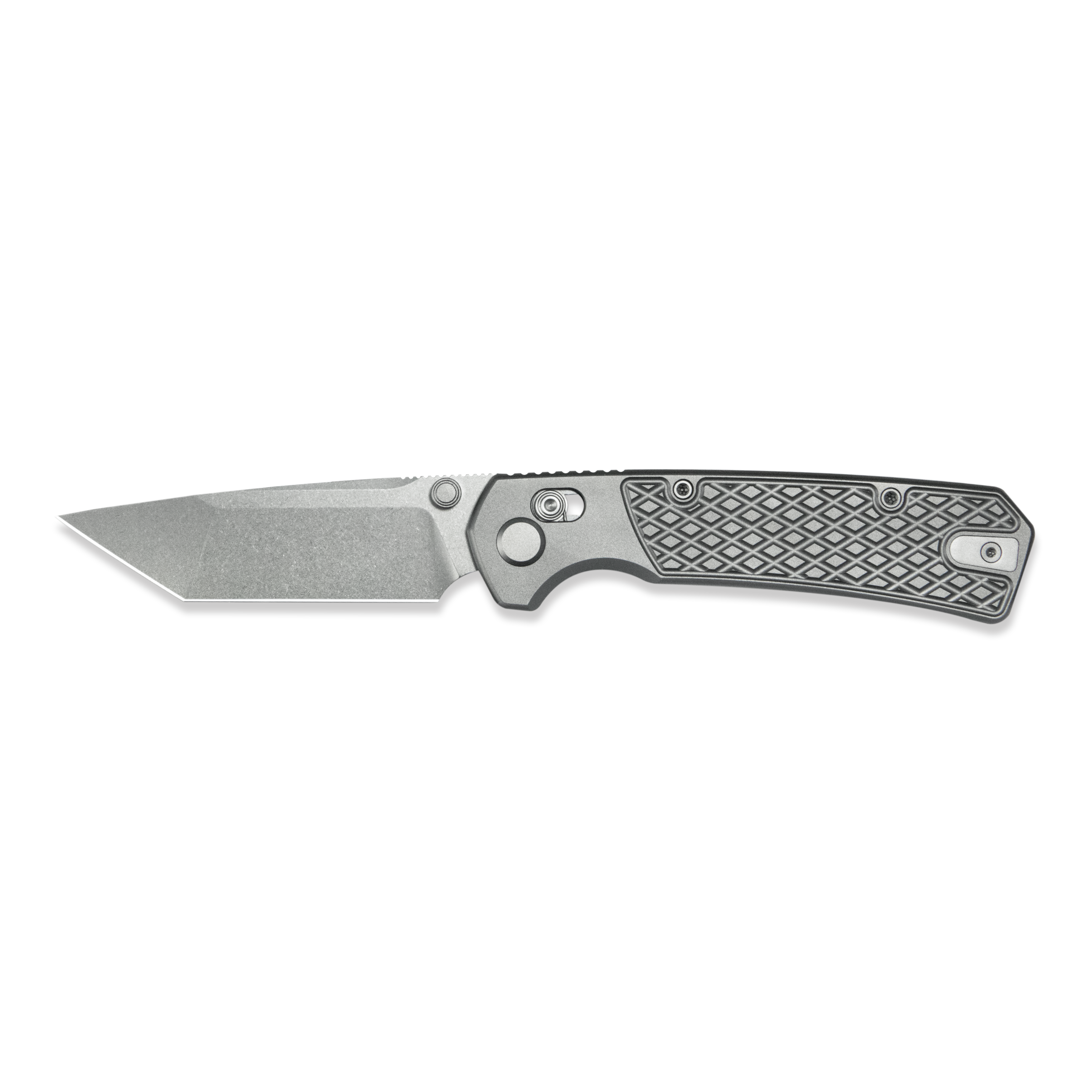 GEO Knife Blaze Crossbar lock Folding Knife Gray 6AL4V Titanium Handle 3.3" Stonewash Bohler M390 Blade GEO2503A