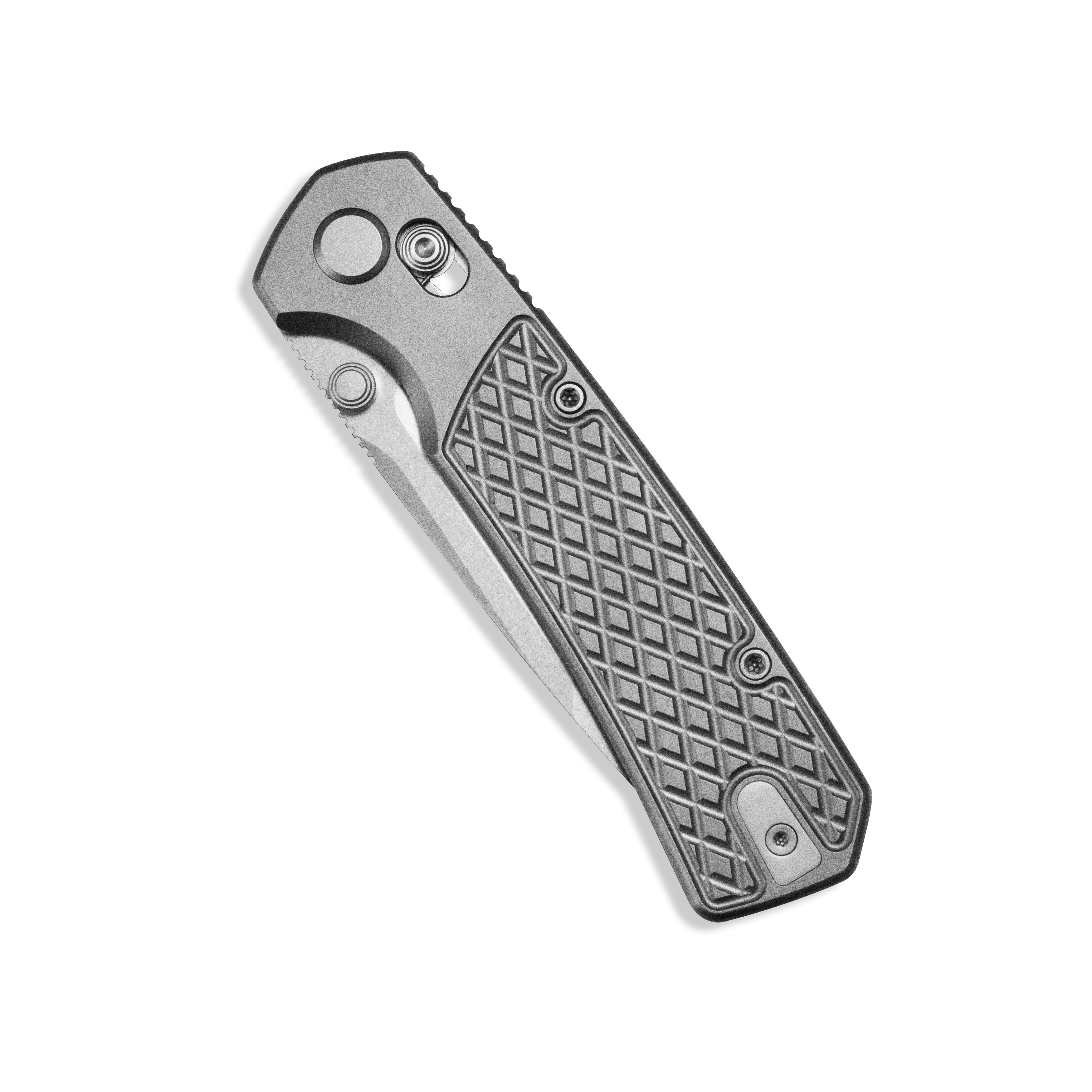 GEO Knife Blaze Crossbar lock Folding Knife Gray 6AL4V Titanium Handle 3.3" Stonewash Bohler M390 Blade GEO2503A
