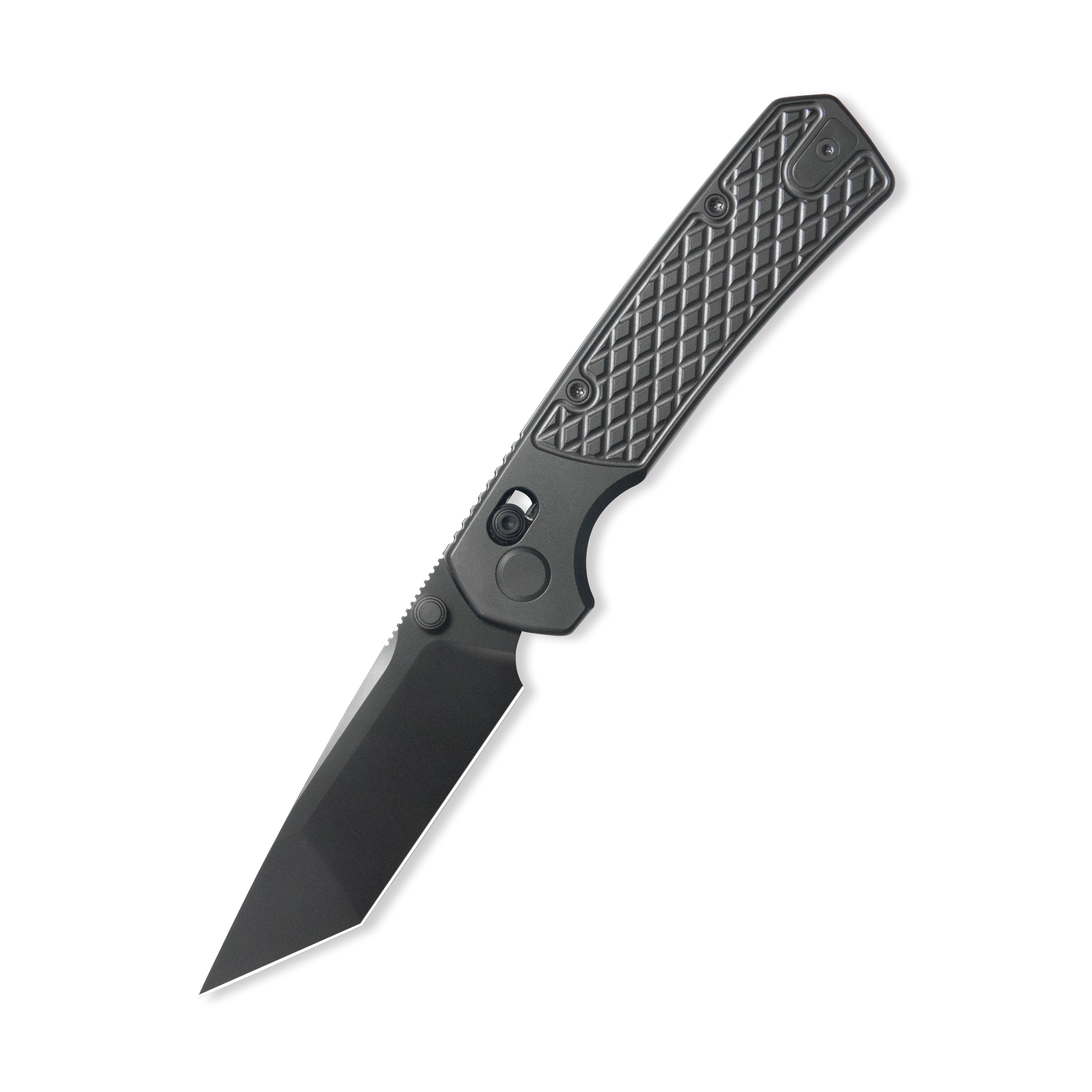 GEO Knife Blaze Crossbar lock Folding Knife Black DLC 6AL4V Titanium Handle 3.3" Black DLC Bohler M390 Blade GEO2503B