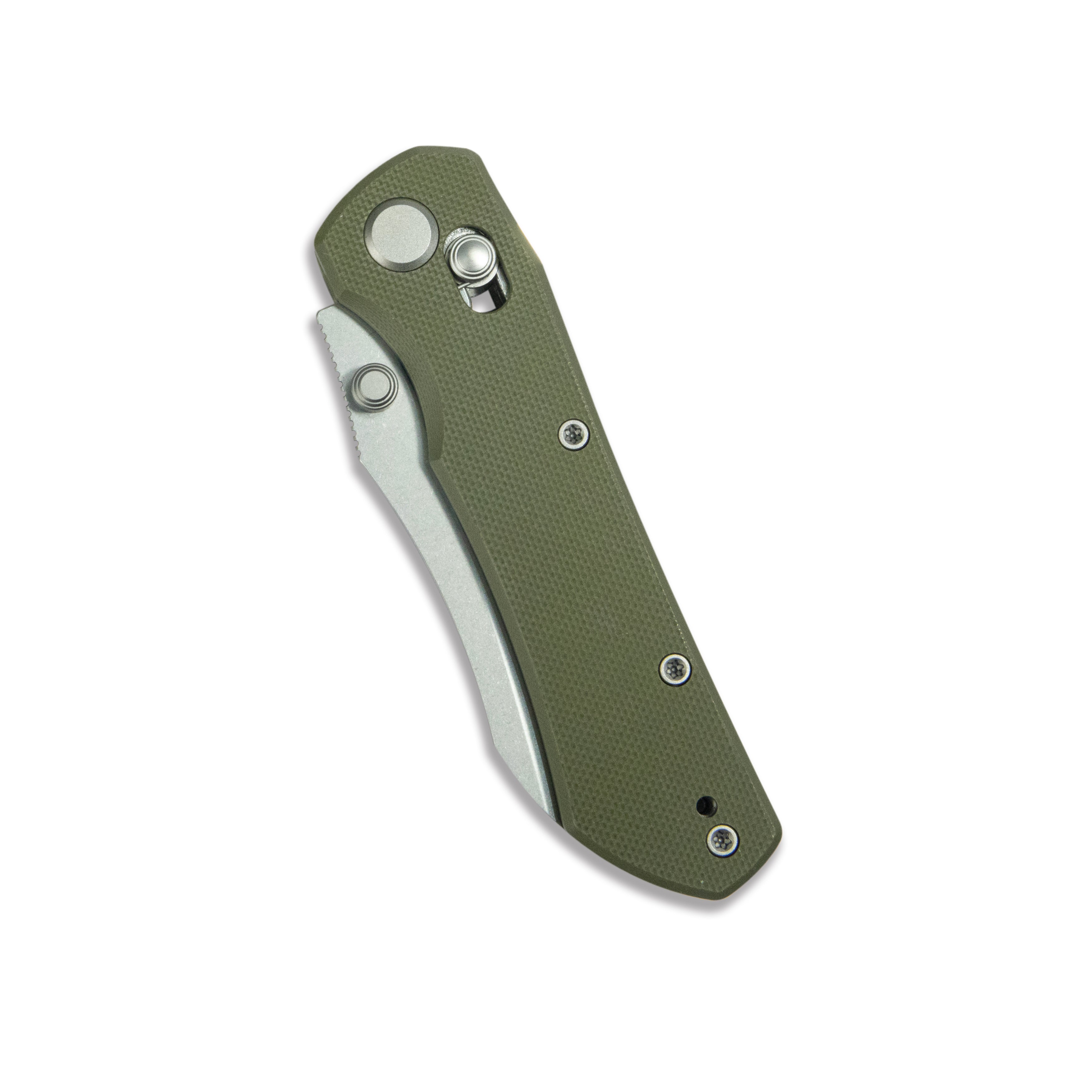 GEO Knife Komodo Crossbar lock Folding Knife Green G10 Handle 3.1" Stonewash Bohler M390 Blade GEO2509I