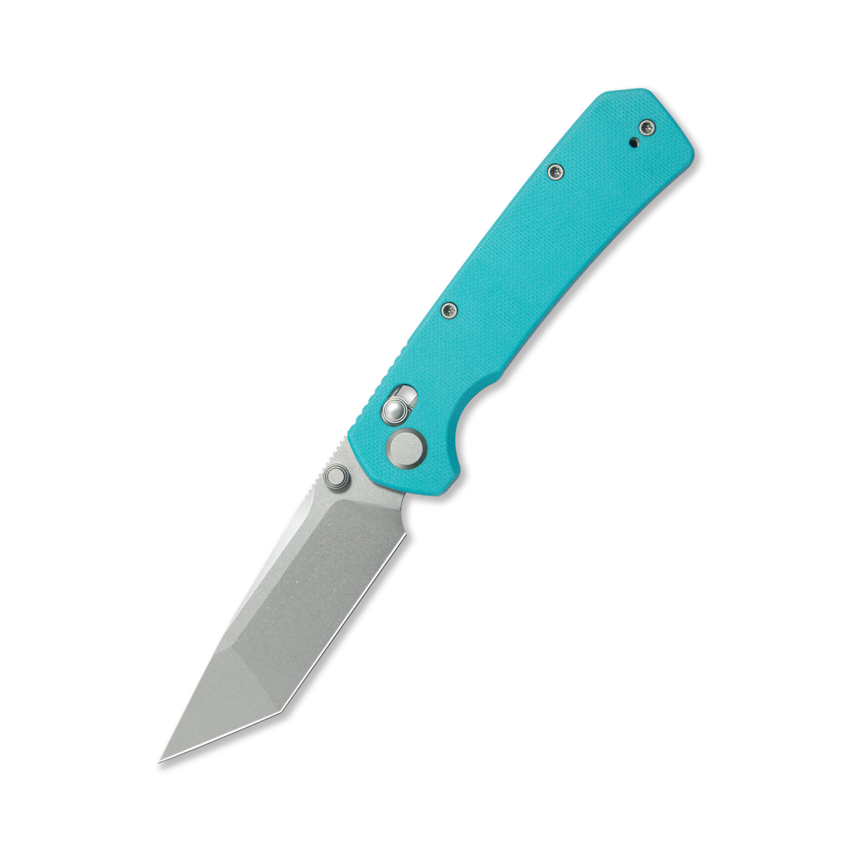 ( Pre-order ) GEO Knife Blaze Crossbar lock Folding Knife Tiffany Blue G10 Handle 3.3" Stonewash Bohler M390 Blade GEO2503E