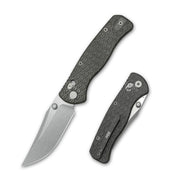 GEO Knife Sharp Shadow Crossbar lock Folding Knife  Tiger Stripe Pattern Flamed 6AL4V Titanium Handle 3.4" Stonewash Bohler M390 Blade GEO2504C