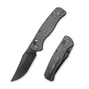 GEO Knife Sharp Shadow Crossbar lock Folding Knife Black DLC 6AL4V Titanium Handle 3.3" Black DLC Bohler M390 Blade GEO2504B