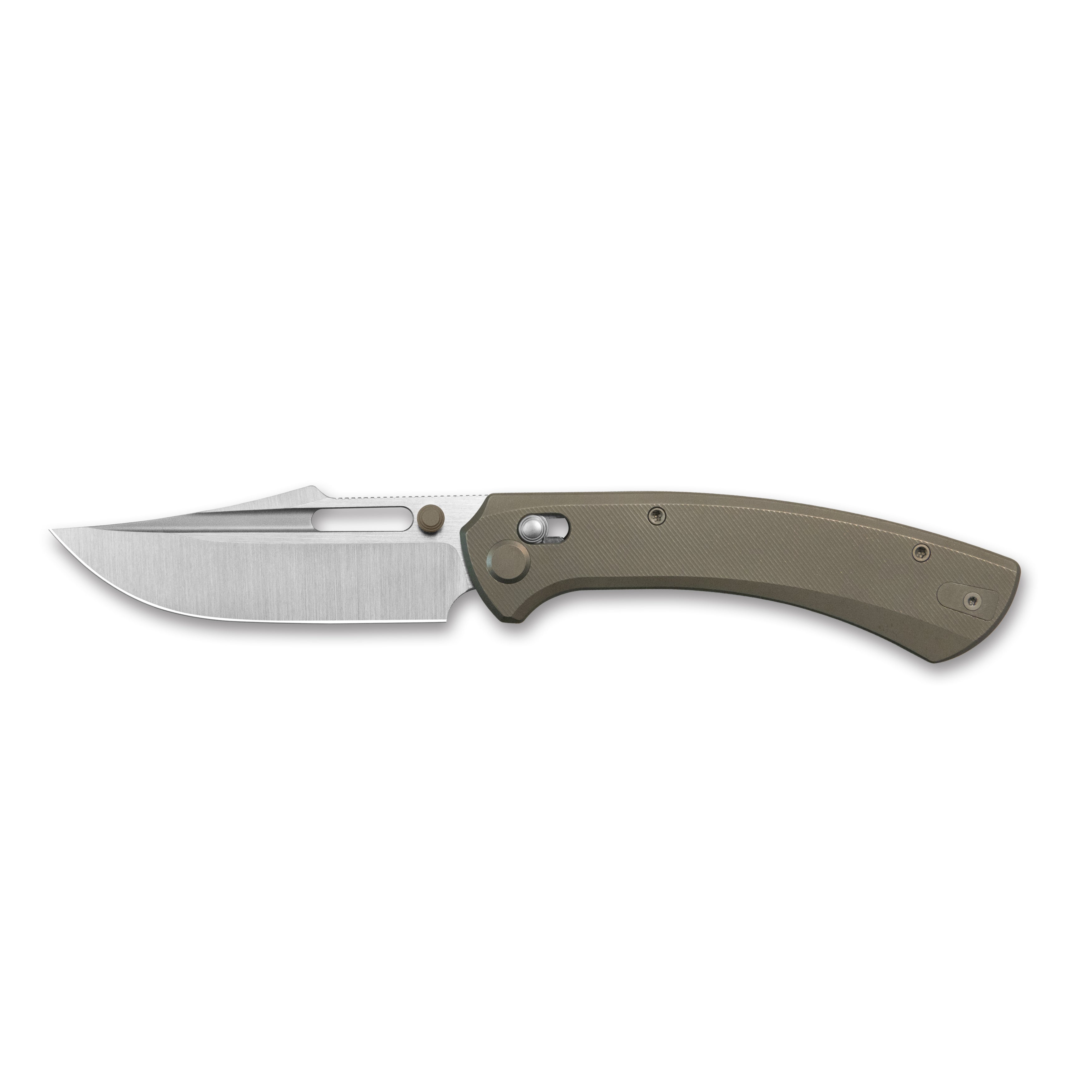 GEO Knife Strix Axis lock Folding Knife Bronze 6AL4V Titanium Handle 3.6" Hand-Rubbed  Satin  Stonewash Bohler M390 Blade GEO2510C