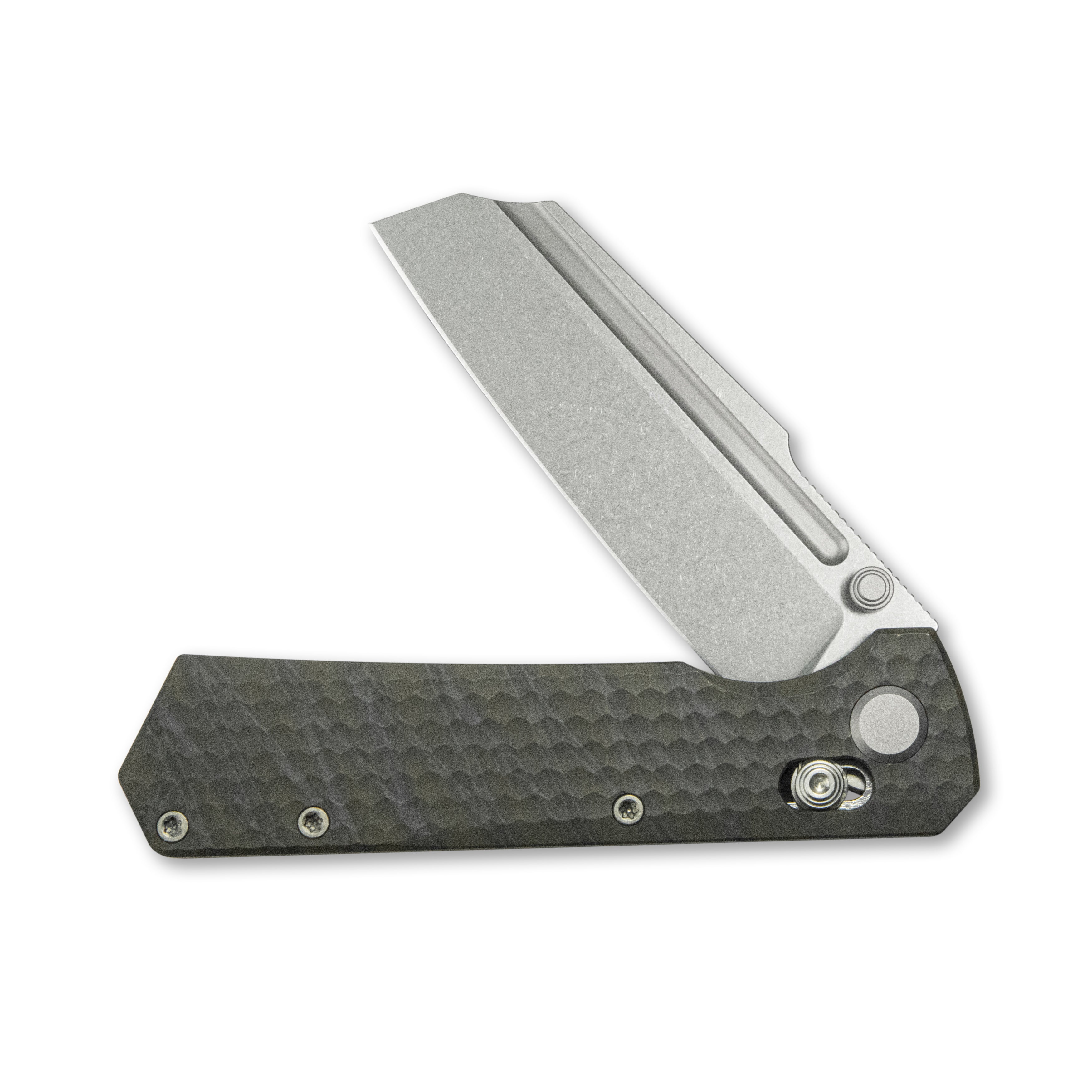 Geo knife Noxiz Axis lock Folding Knife Tiger Stripe Pattern Flamed 6AL4V Titanium Handle 3.1" Stonewash Bohler M390 Blade GEO2506B