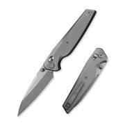 GEO Knife FANTASM Crossbar lock Folding Knife Gray 6AL4V Titanium Handle 3.9" Stonewash Bohler M390 Blade GEO2505A