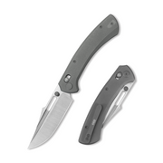 GEO Knife Strix Crossbar lock Folding Knife Dark Gray 6AL4V Titanium Handle 3.6"Hand-Rubbed Satin Stonewash Bohler M390 Blade GEO2510B