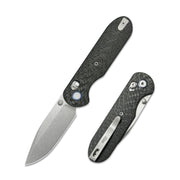 GEO Knife Ethereal Cutter Crossbar lock Folding Knife Black Carbon fiber Handle 3.0" Stonewash Bohler M390 Blade GEO2402K