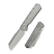 GEO Knife Noxiz Crossbar lock Folding Knife Gray 6AL4V Titanium Handle 3.1" Stonewash Bohler M390 Blade GEO2506A