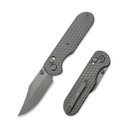 GEO Knife Ethereal Cutter Crossbar lock Folding Knife Gray 6AL4V Titanium Handle 3.0" Darkwash Bohler M390 Blade GEO2401C