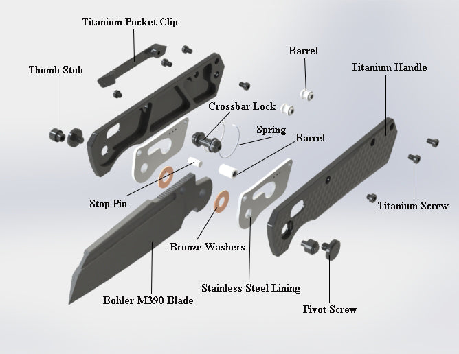 Geo knife Noxiz Axis lock Folding Knife Black  6AL4V Titanium Handle 3.1" Black DLC Bohler M390 Blade GEO2506C