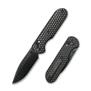 GEO Knife Ethereal Cutter Crossbar lock Folding Knife Black 6AL4V Titanium Handle 3.0" Black DLC  Bohler M390 Blade GEO2402D