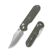 GEO Knife Ethereal Cutter Crossbar lock Folding Knife Tiger Stripe Pattern Flamed  6AL4V Titanium Handle 3.0" Stonewash Bohler M390 Blade GEO2401J