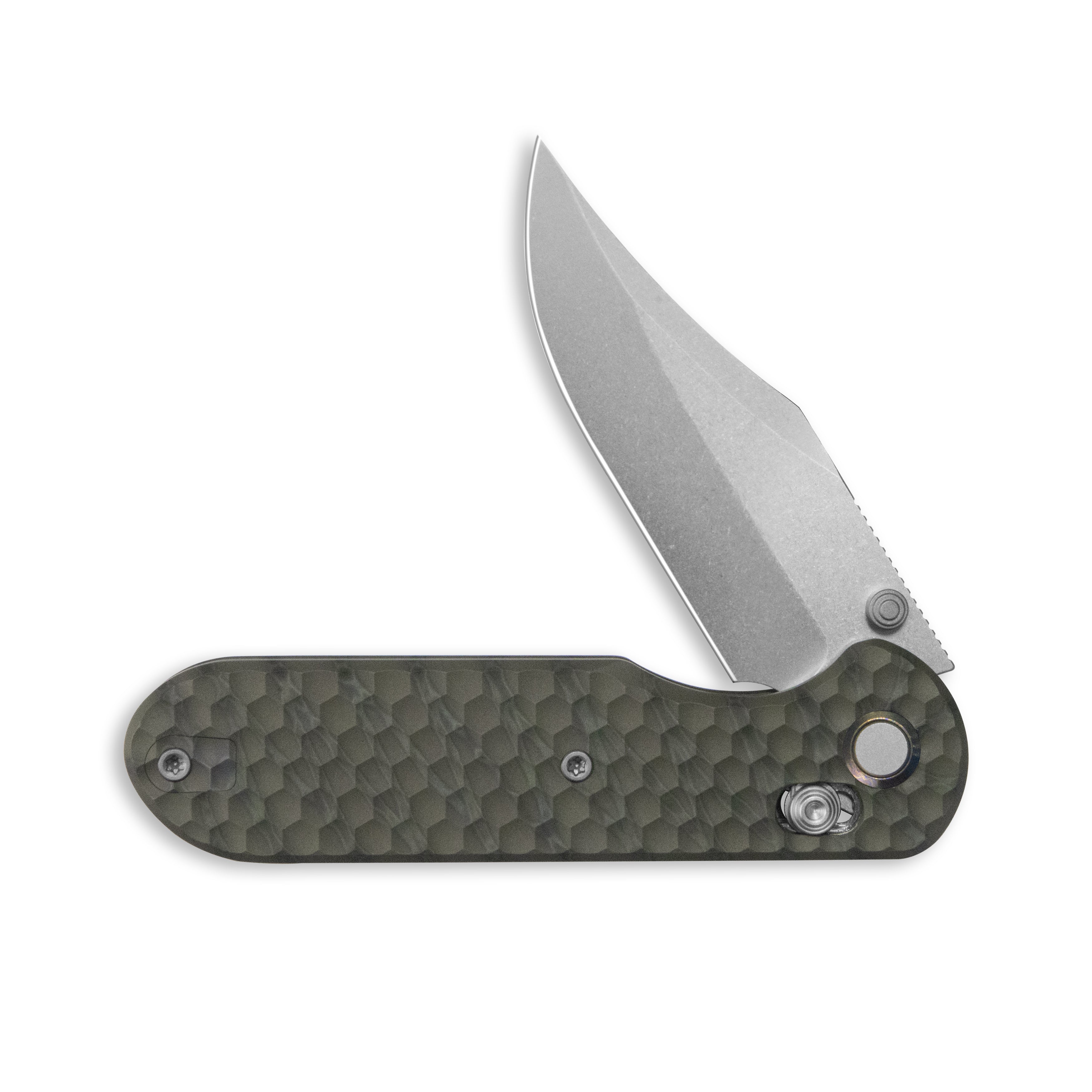 Geo knife Ethereal Cutter Axis lock Folding Knife Tiger Stripe Pattern Flamed  6AL4V Titanium Handle 3.0" Stonewash Bohler M390 Blade GEO2401J