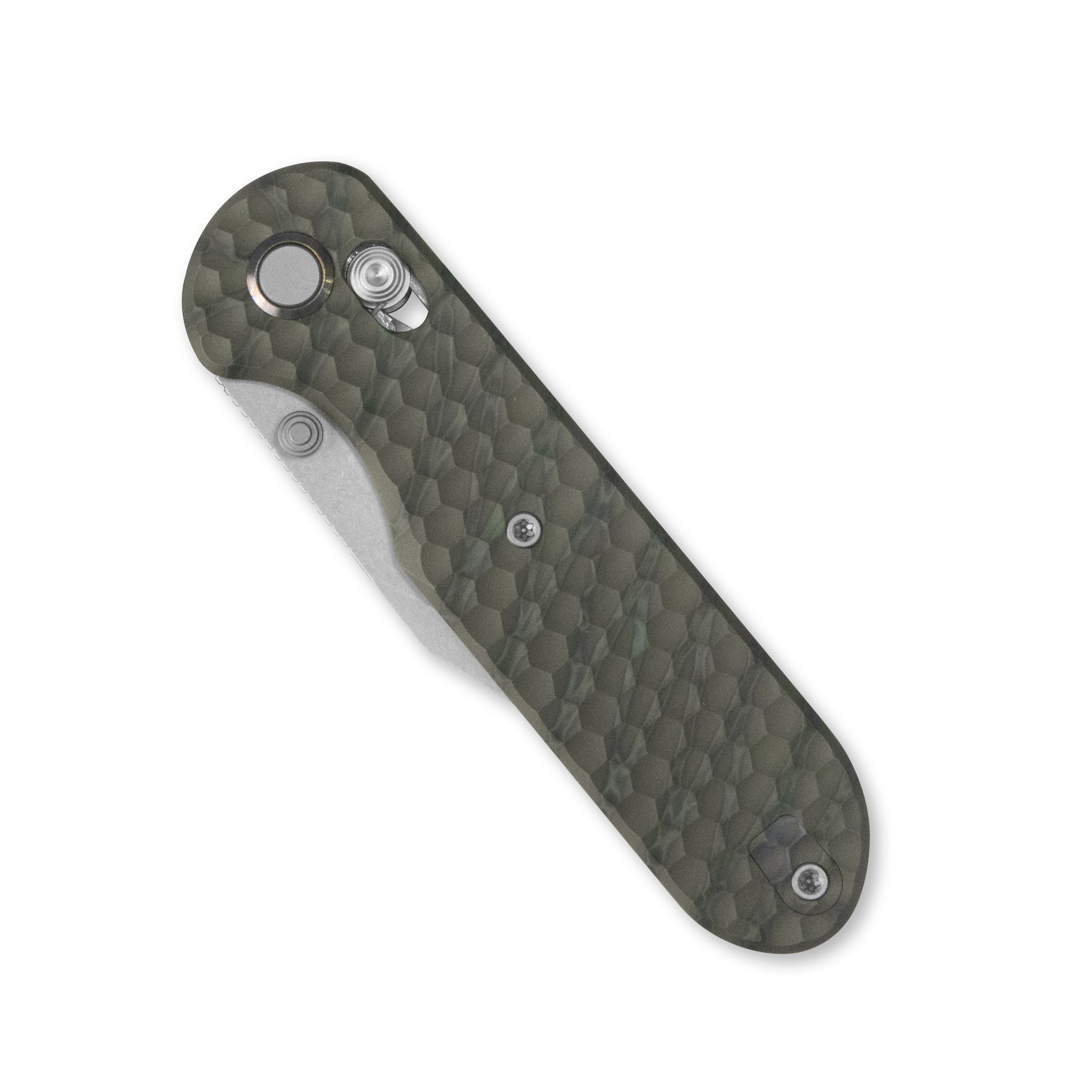 Geo knife Ethereal Cutter Axis lock Folding Knife Tiger Stripe Pattern Flamed  6AL4V Titanium Handle 3.0" Stonewash Bohler M390 Blade GEO2401J